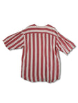 Vintage Yorn Hemd Kurzarm Seide Gestreift Rot Weiß L-XL