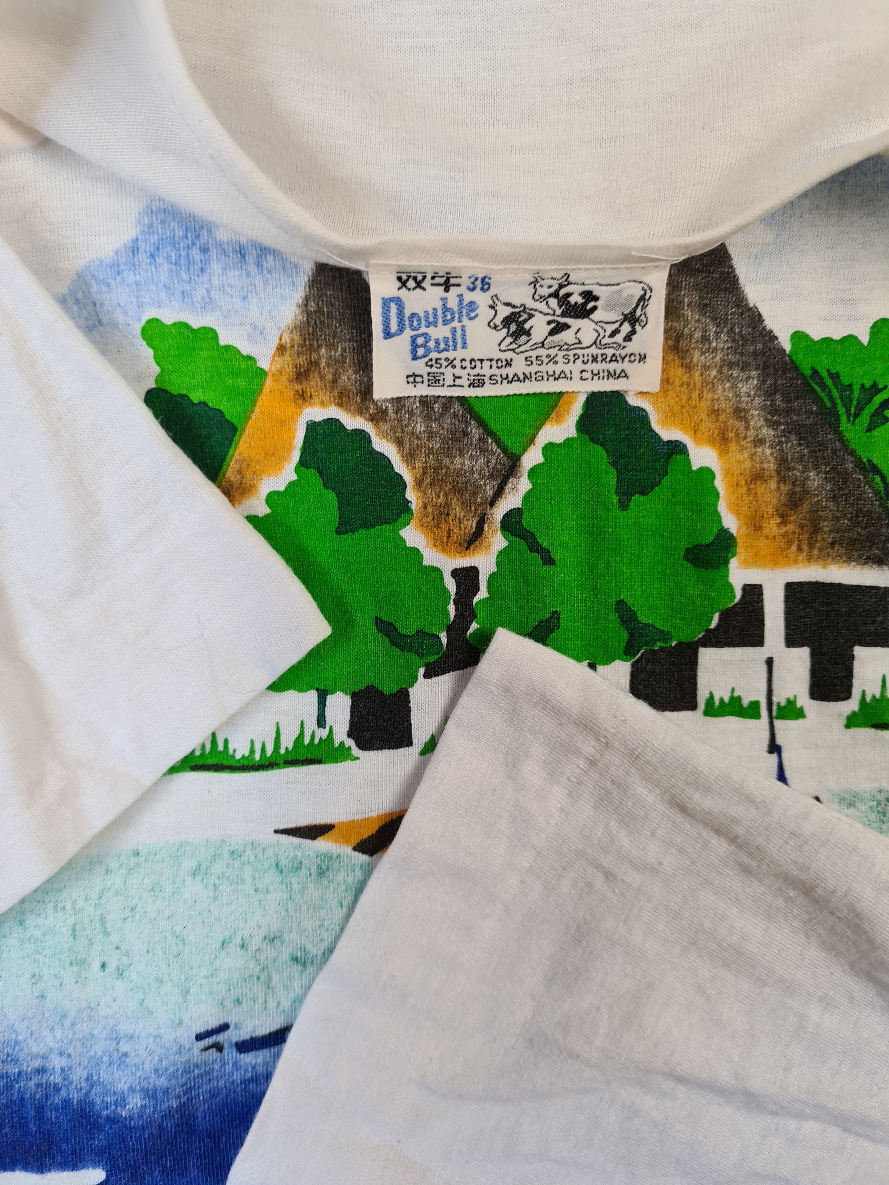 Vintage Double Bull Shirt 70s Shanghai The Island Of Bolifushi M - RareRags
