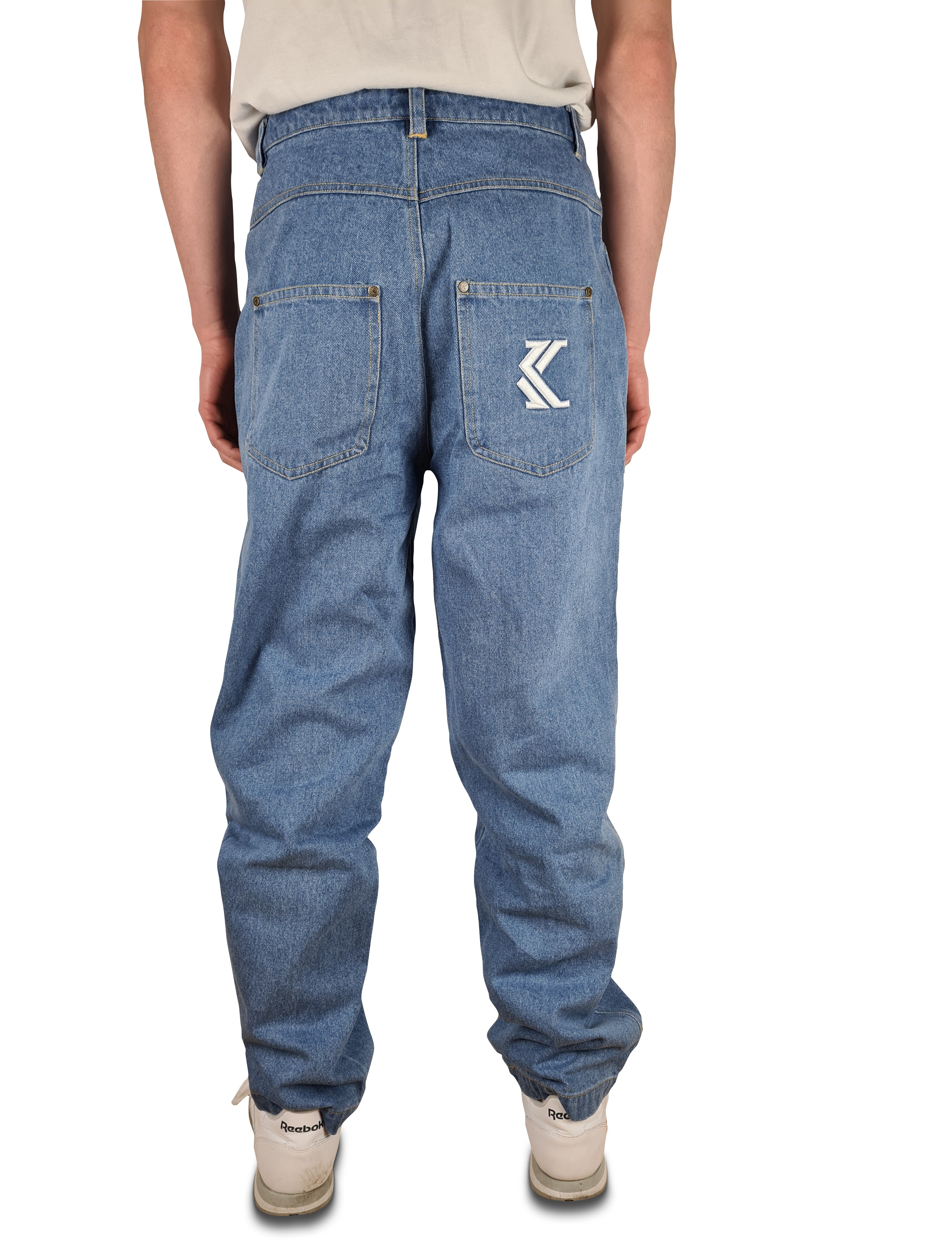 Moderne Karl Kani Baggy Jeans Deadstock Hellblau S-M - RareRags