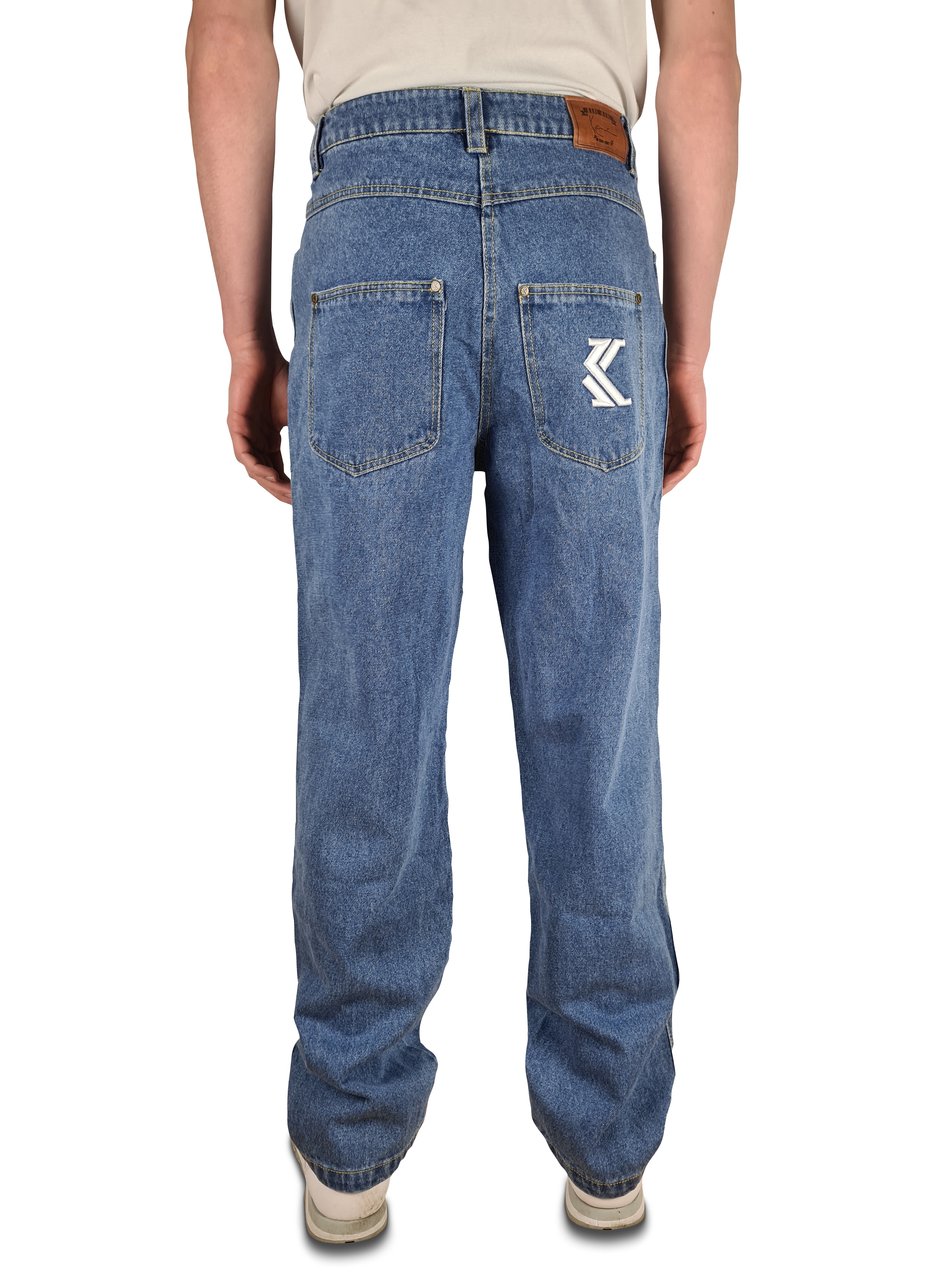 Y2K Karl Kani Jeans Baggy Deadstock Back Pocket Stitching S - RareRags
