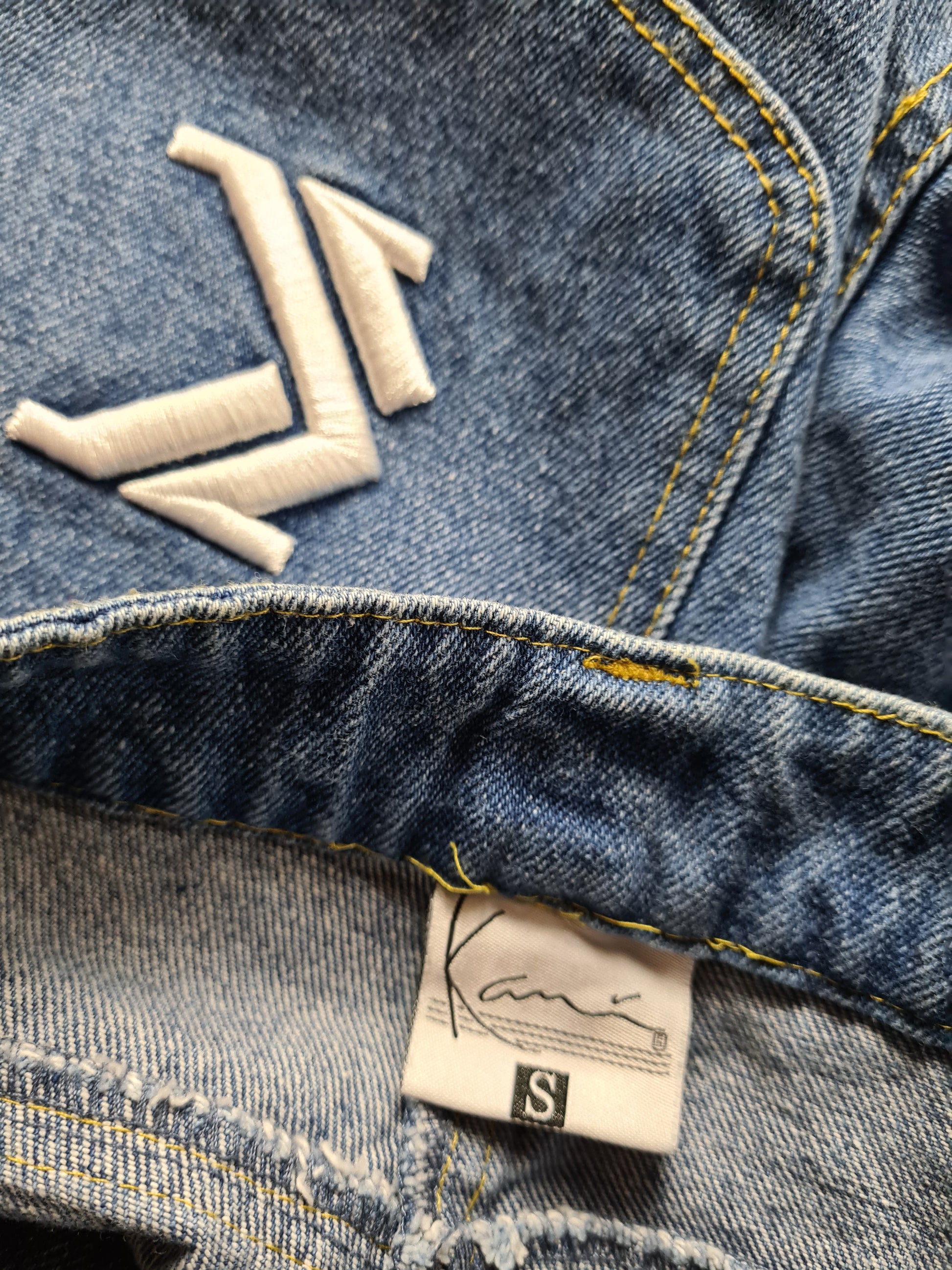 Y2K Karl Kani Jeans Baggy Deadstock Back Pocket Stitching S - RareRags