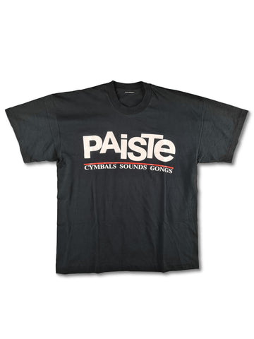 Rare! Vintage Paiste Shirt "Cymbalds Sounds Gongs" Single Stitched Schwarz L-XL