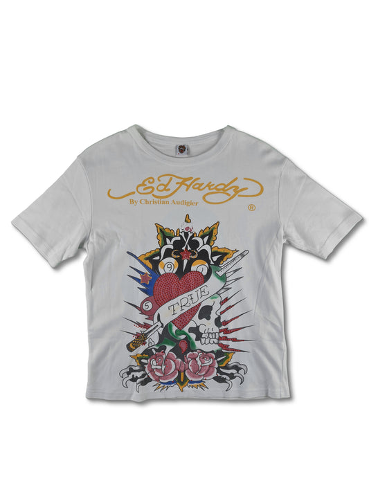 Modernes Ed Hardy Shirt By Christian Audigier Weiß M