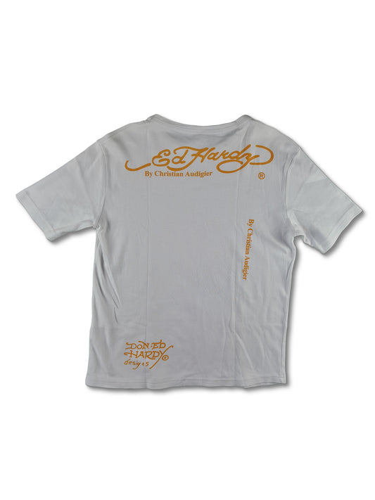 Modernes Ed Hardy Shirt By Christian Audigier Weiß M