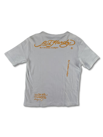 Modernes Ed Hardy Shirt By Christian Audigier Weiß M