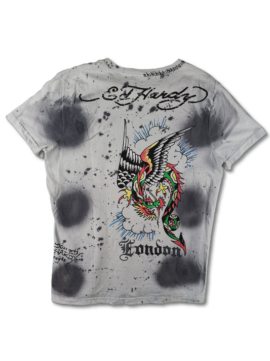 Modernes Ed Hardy Shirt Sprayer Weiß Schwarz XL