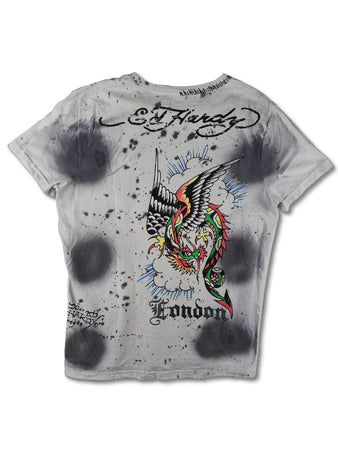 Modernes Ed Hardy Shirt Sprayer Weiß Schwarz XL