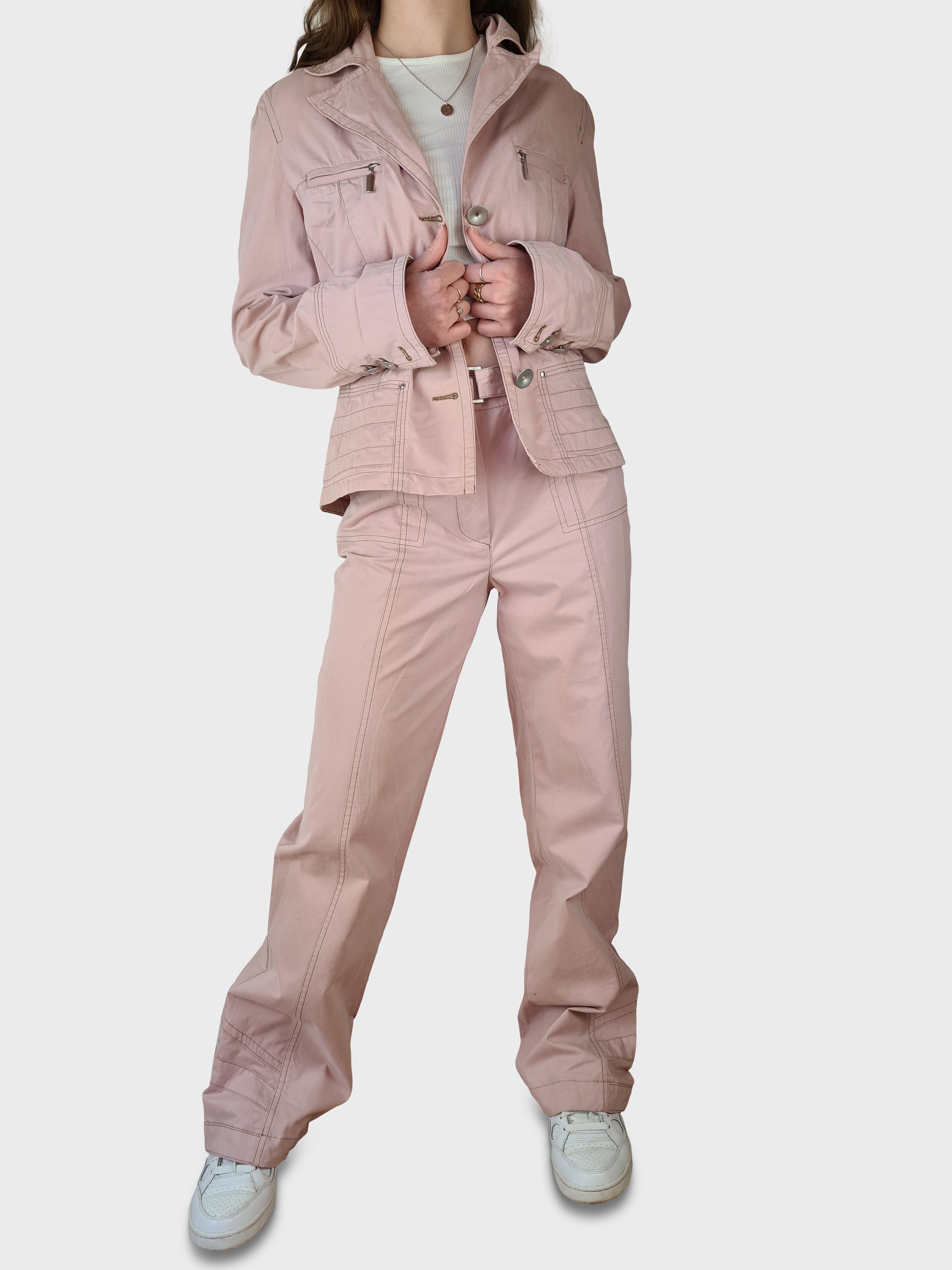 Vintage Biba Anzug Blazer + Hose Rosa (36) S - RareRags