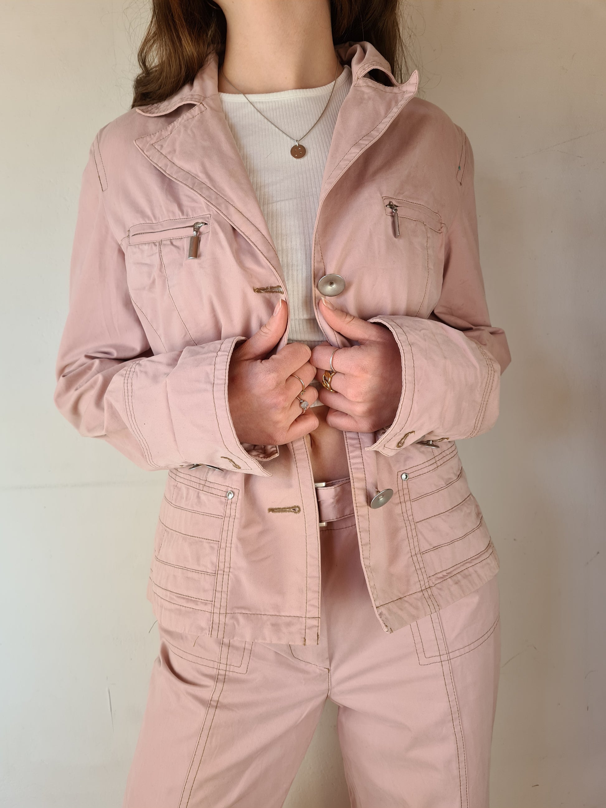 Vintage Biba Anzug Blazer + Hose Rosa (36) S - RareRags