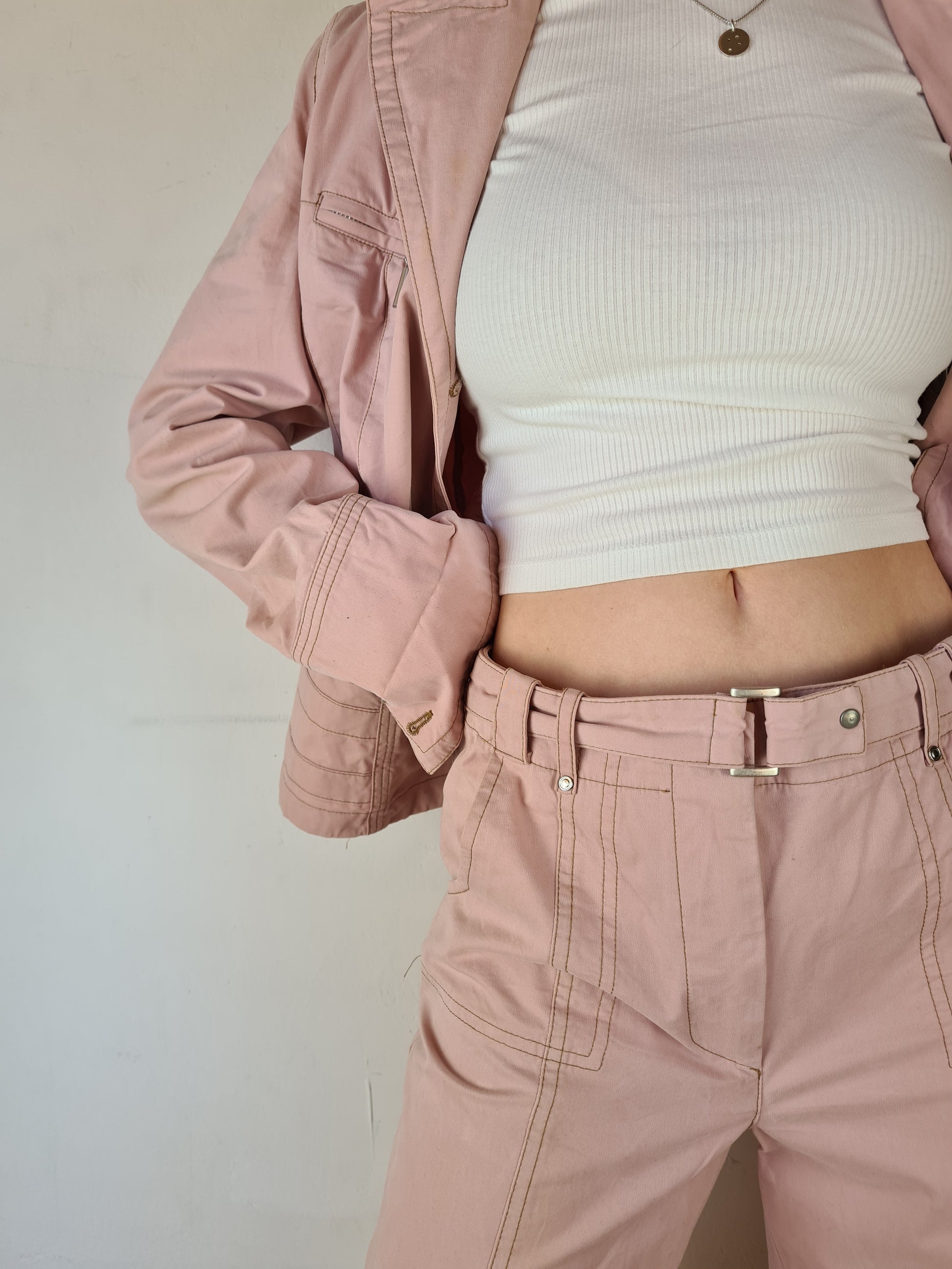 Vintage Biba Anzug Blazer + Hose Rosa (36) S - RareRags