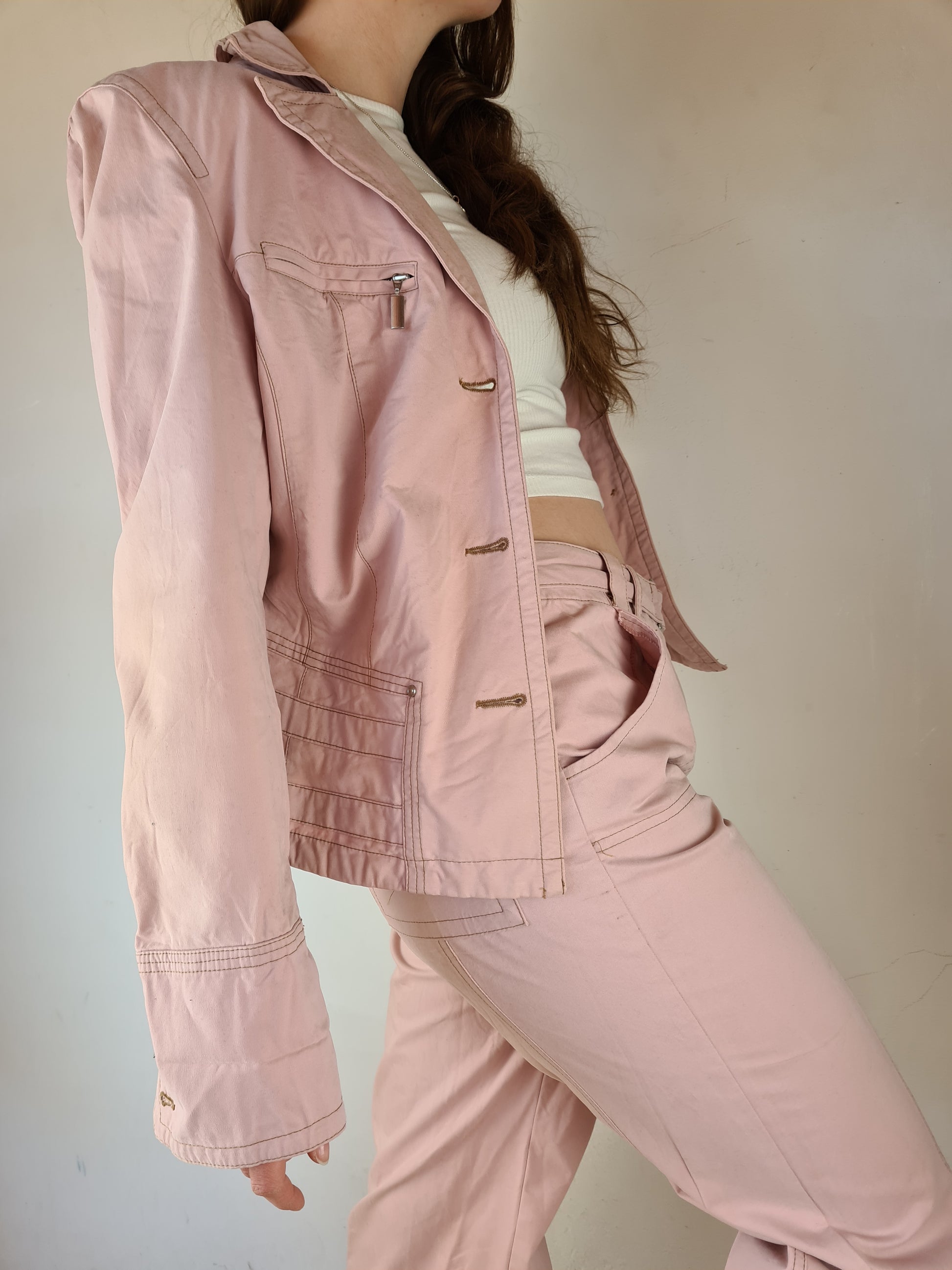 Vintage Biba Anzug Blazer + Hose Rosa (36) S - RareRags