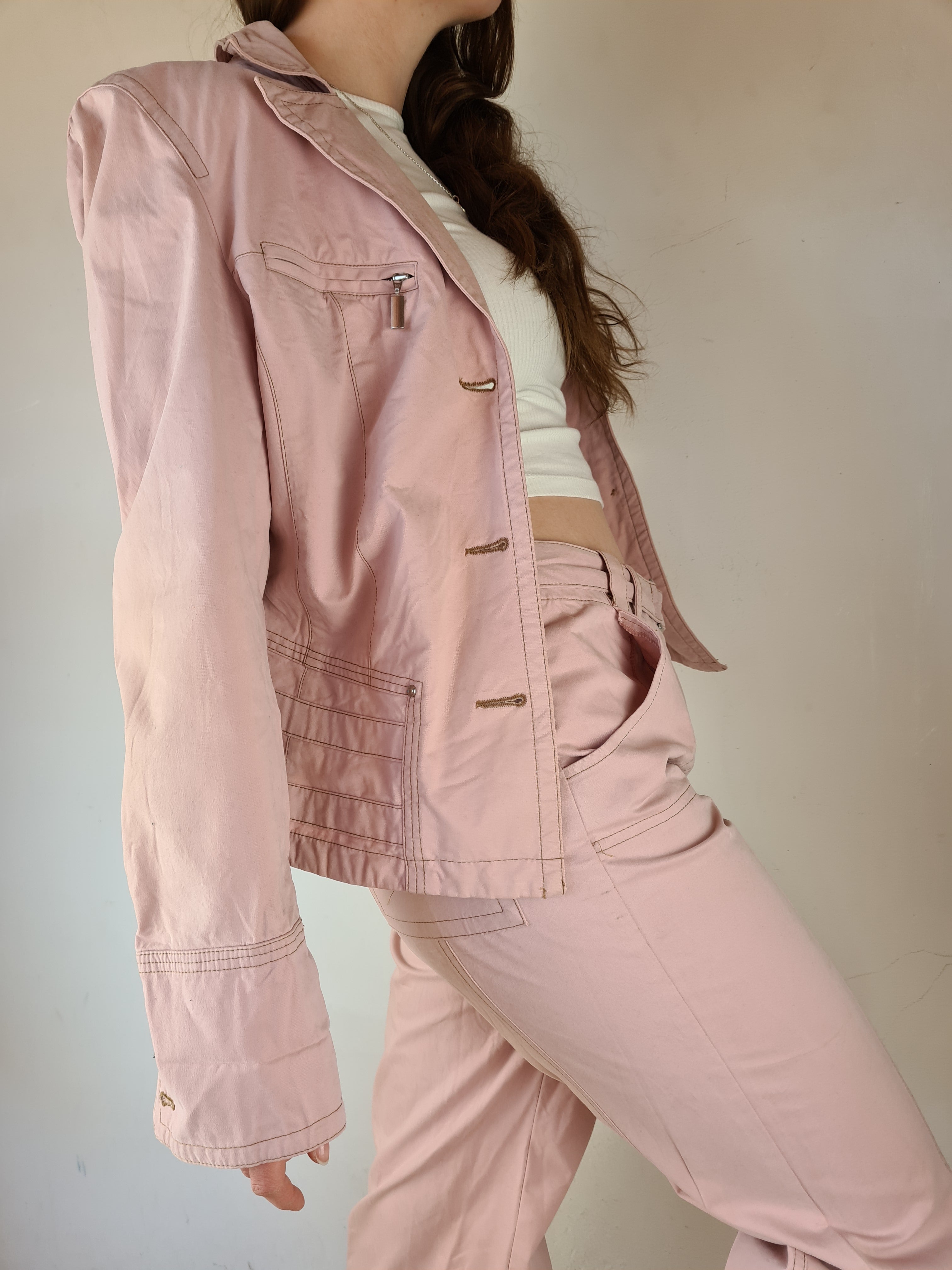 Vintage Biba Anzug Blazer + Hose Rosa (36) S - RareRags