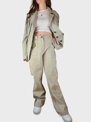 Vintage Biba Anzug Blazer + Hose Beige (40) L - RareRags