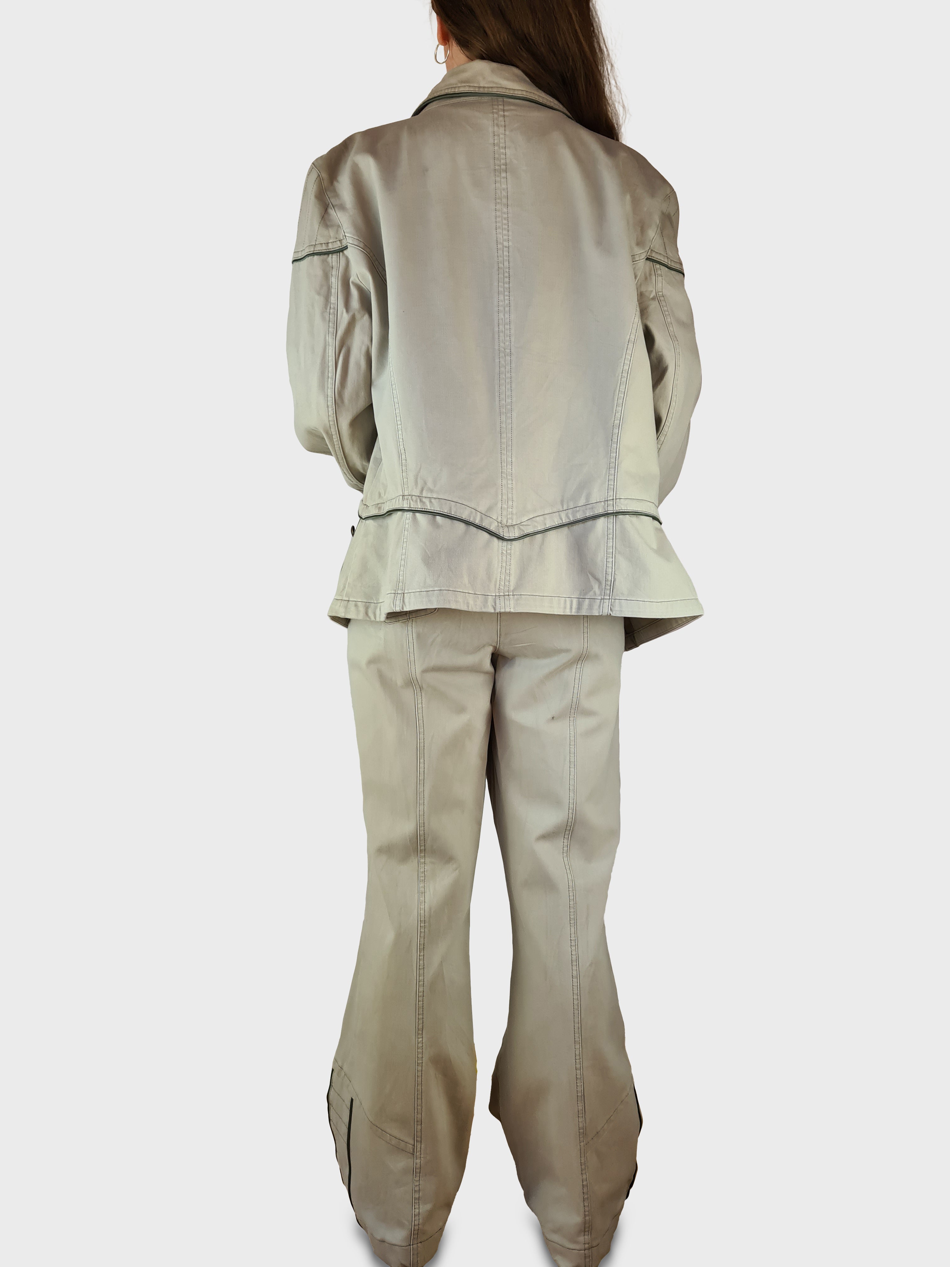 Vintage Biba Anzug Blazer + Hose Beige (40) L - RareRags