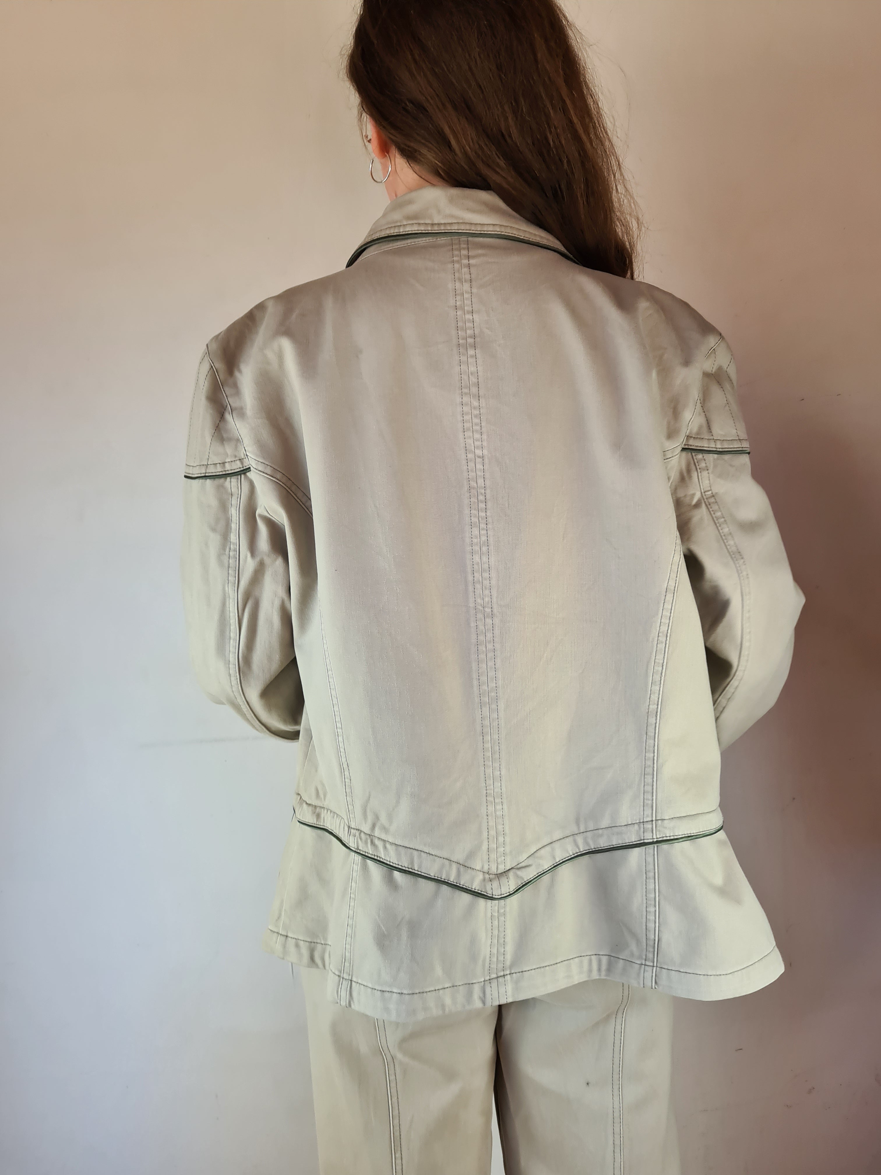 Vintage Biba Anzug Blazer + Hose Beige (40) L - RareRags
