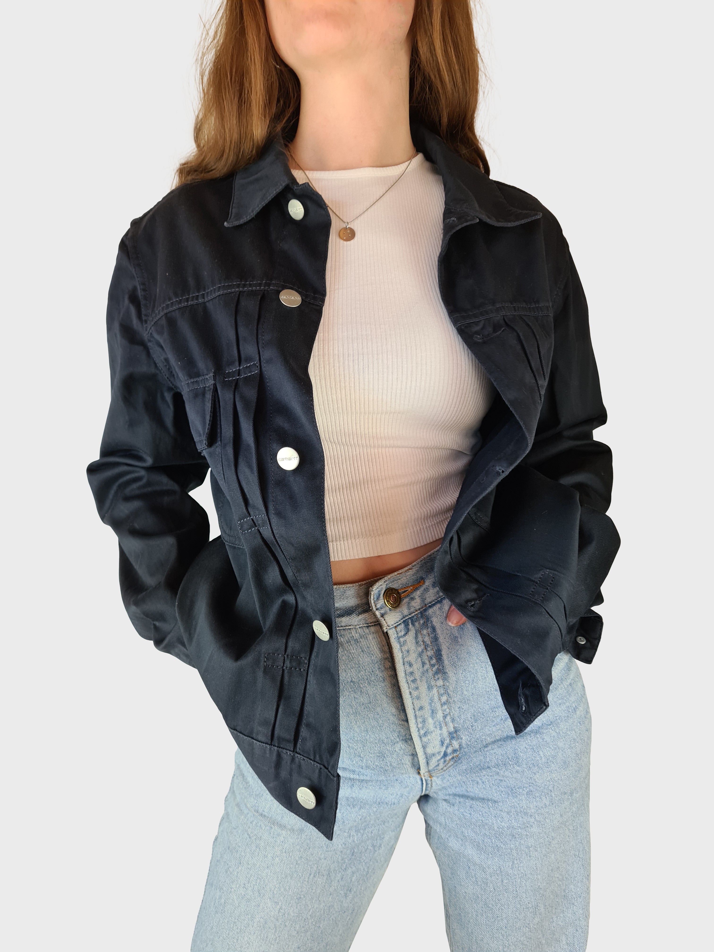 Moderne Carhartt Jeansjacke Stadium Jacket Schwarz M - RareRags
