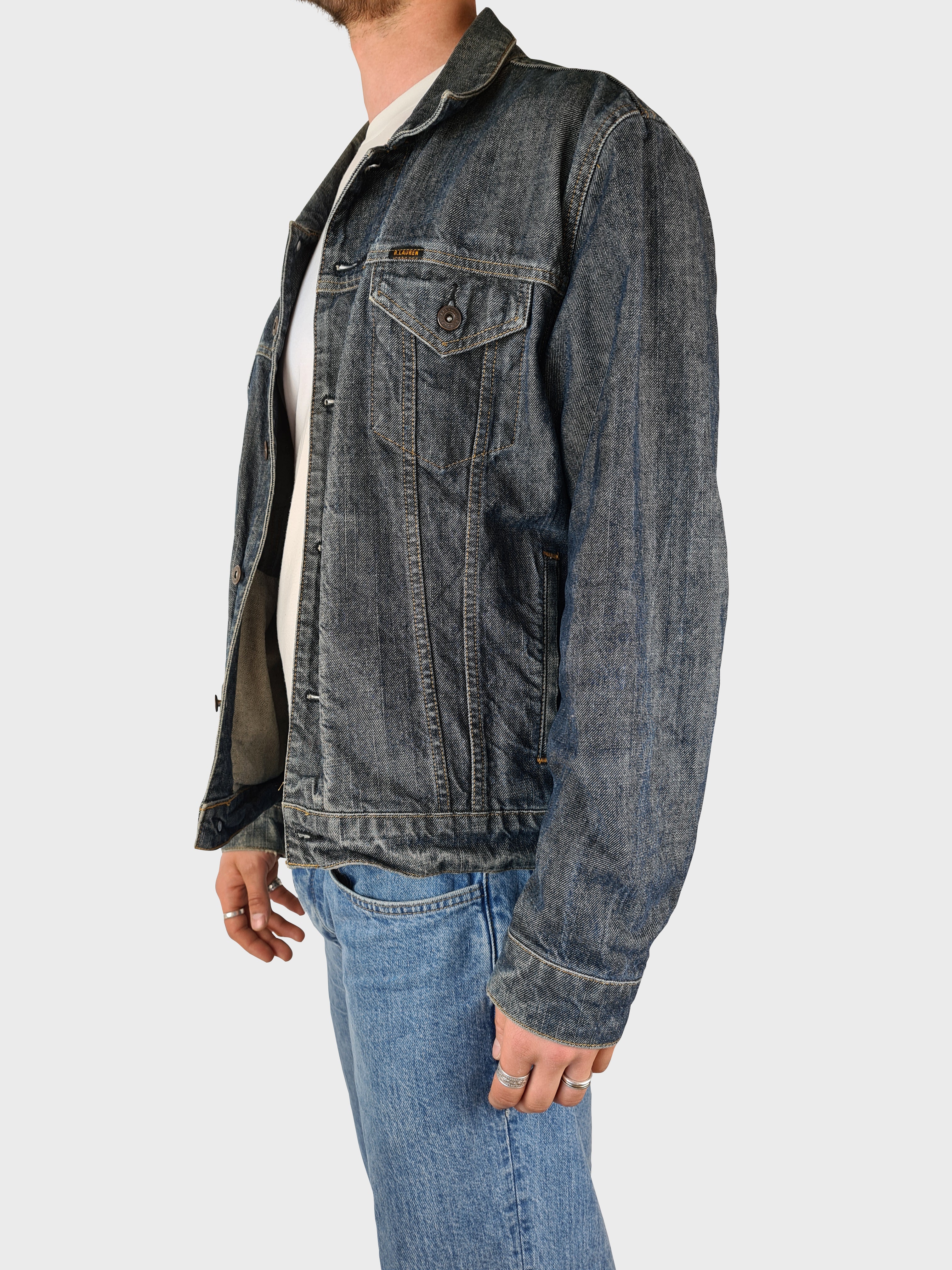 Vintage Ralph Lauren Jeansjacke Polo Jeans Harley Davidson Backpatch M - RareRags
