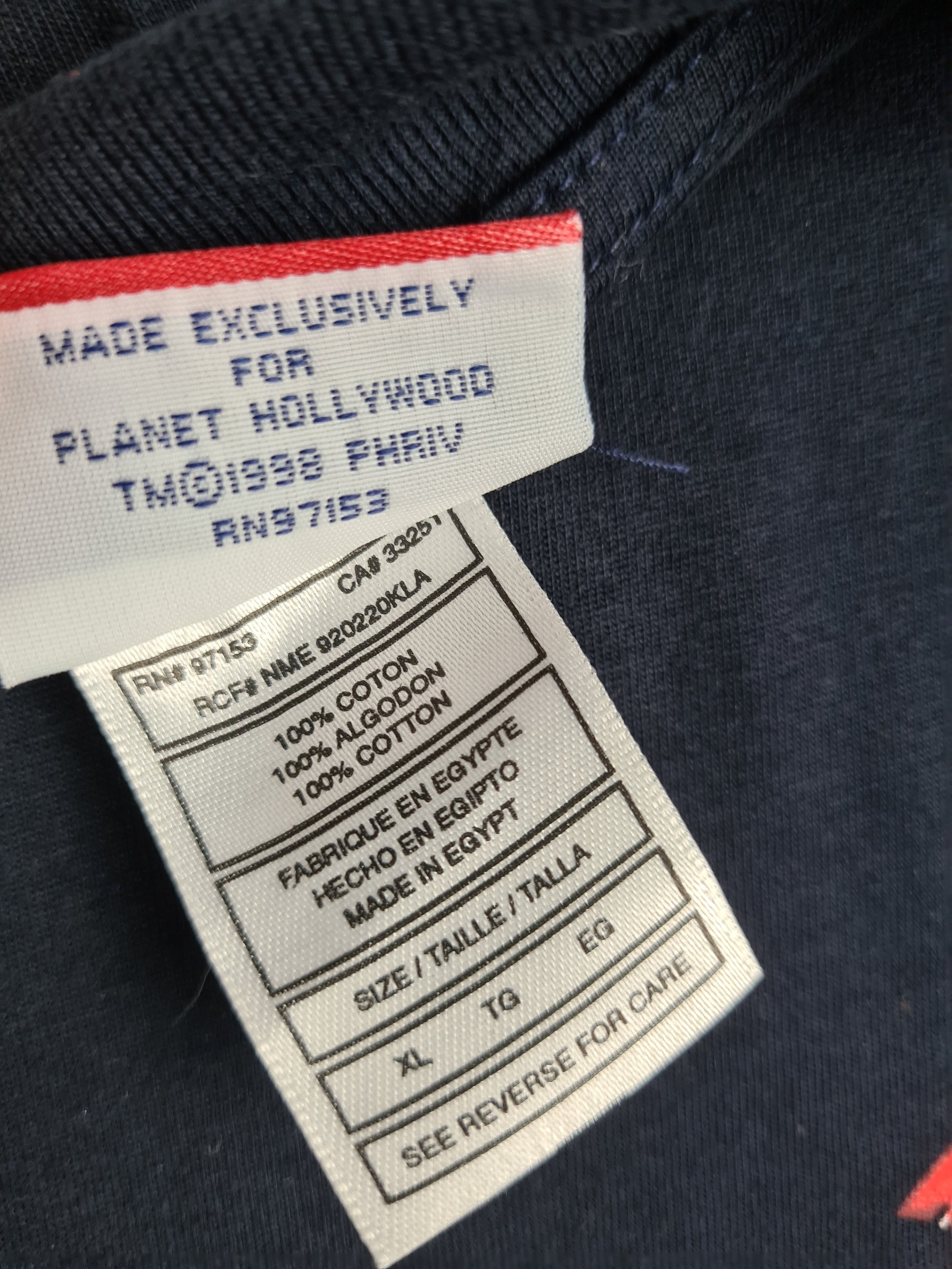 Rare! Vintage Planet Hollywood Shirt 1998 Paris Backprint XL - RareRags