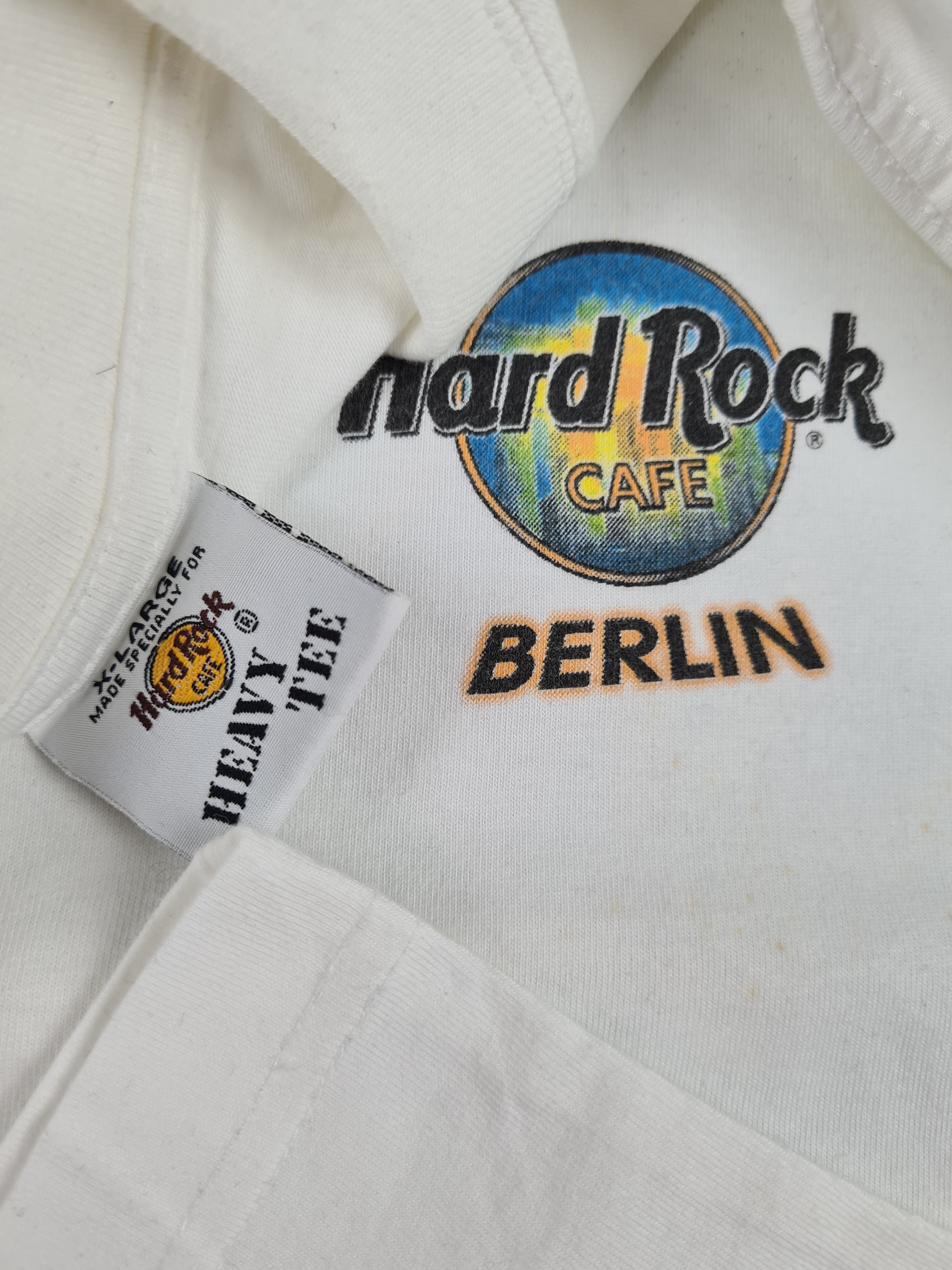 Vintage Hard Rock Cafe Shirt Berlin Backprint Weiß XL - RareRags