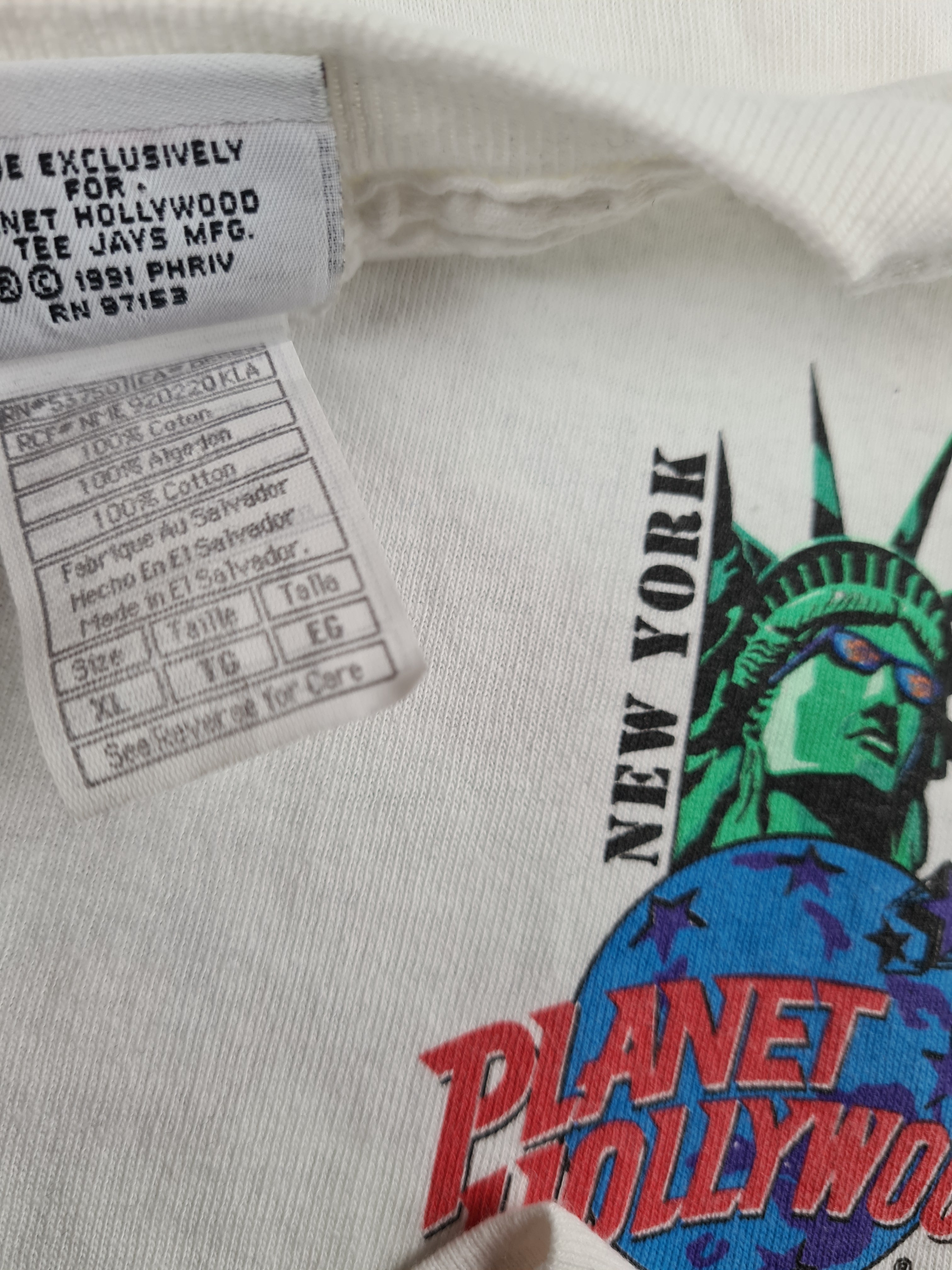 Vintage Planet Hollywood Shirt 1991 New York Statue of Liberty  XL - RareRags