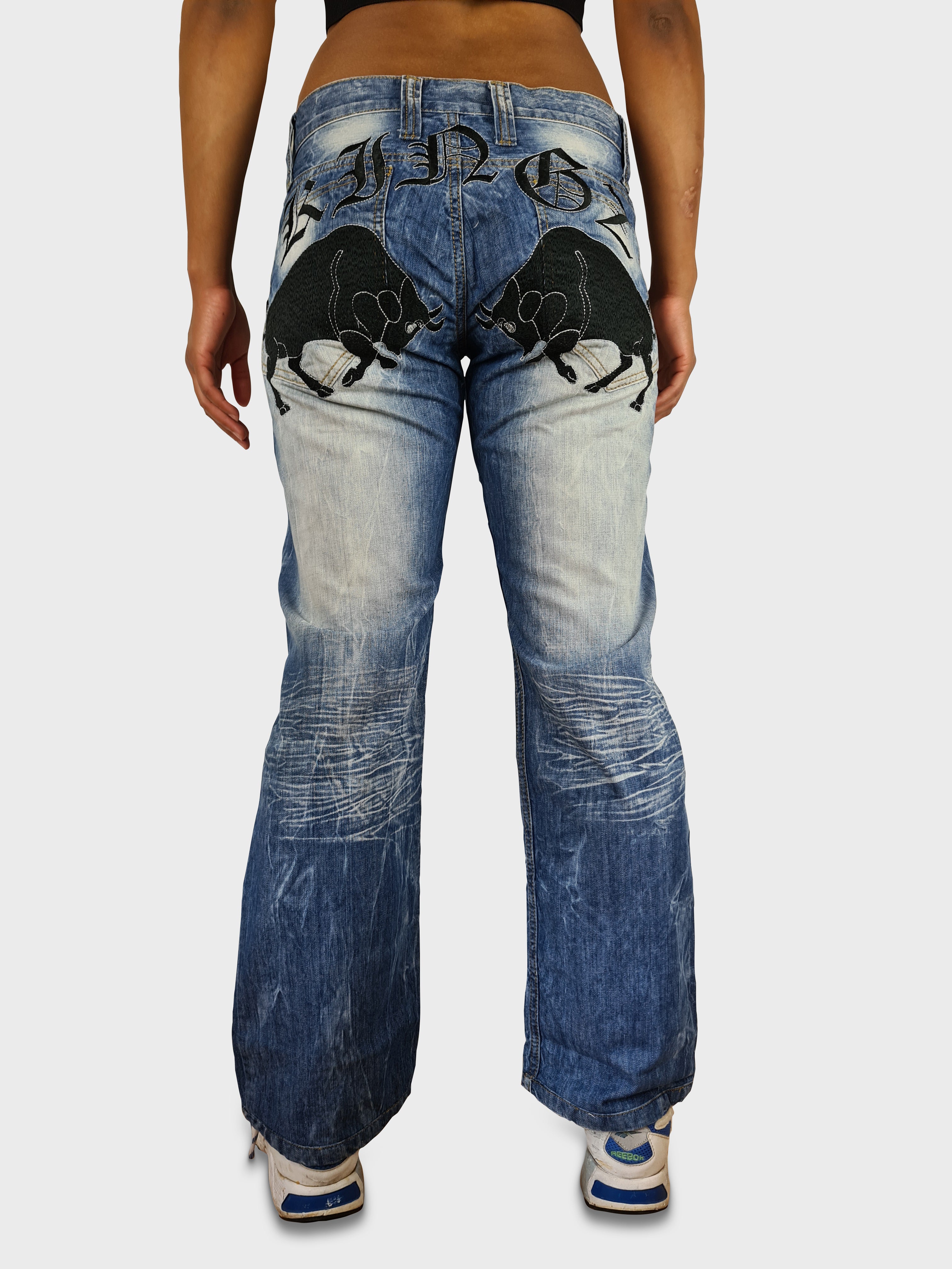 Y2K Kingz Jeans Bullen Bestickt 32 - RareRags