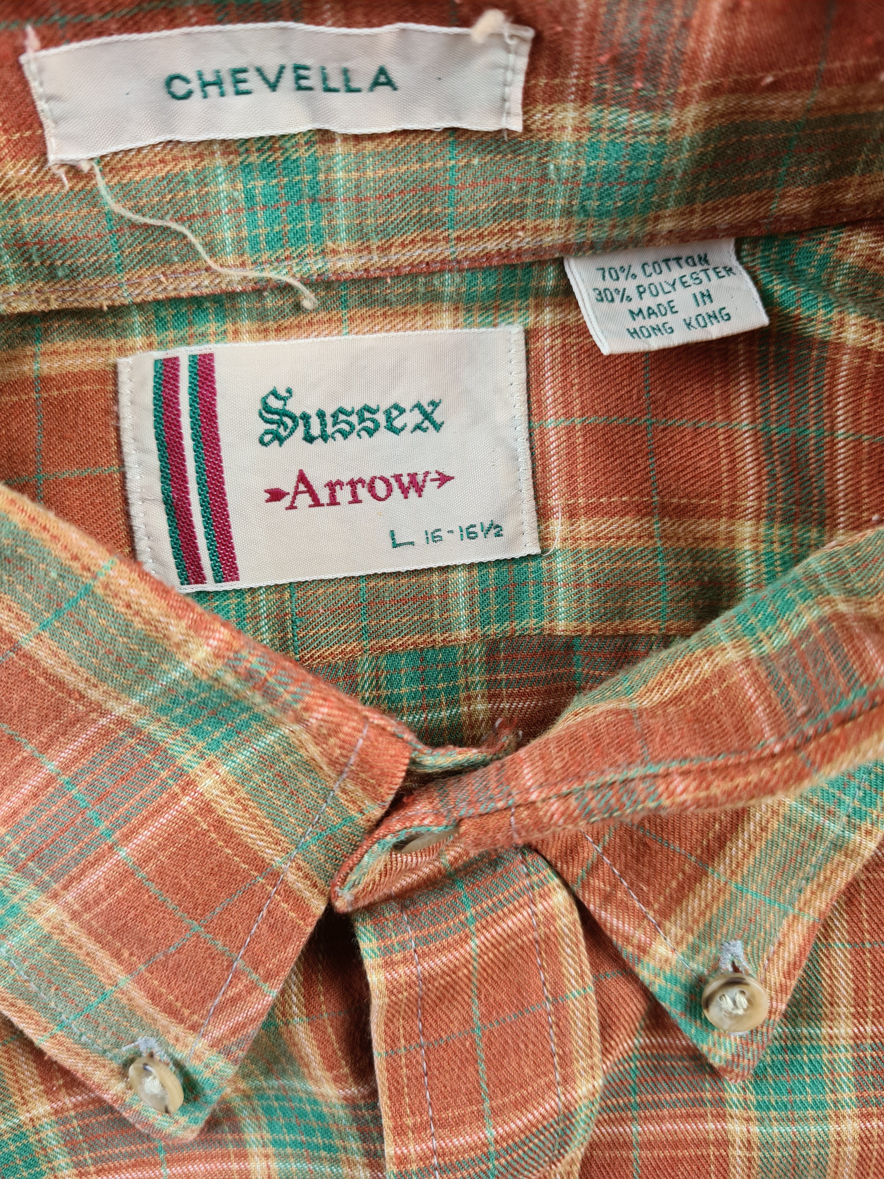Vintage Arrow Hemd 80s Sussex Chevella Made In Hong Kong L - RareRags