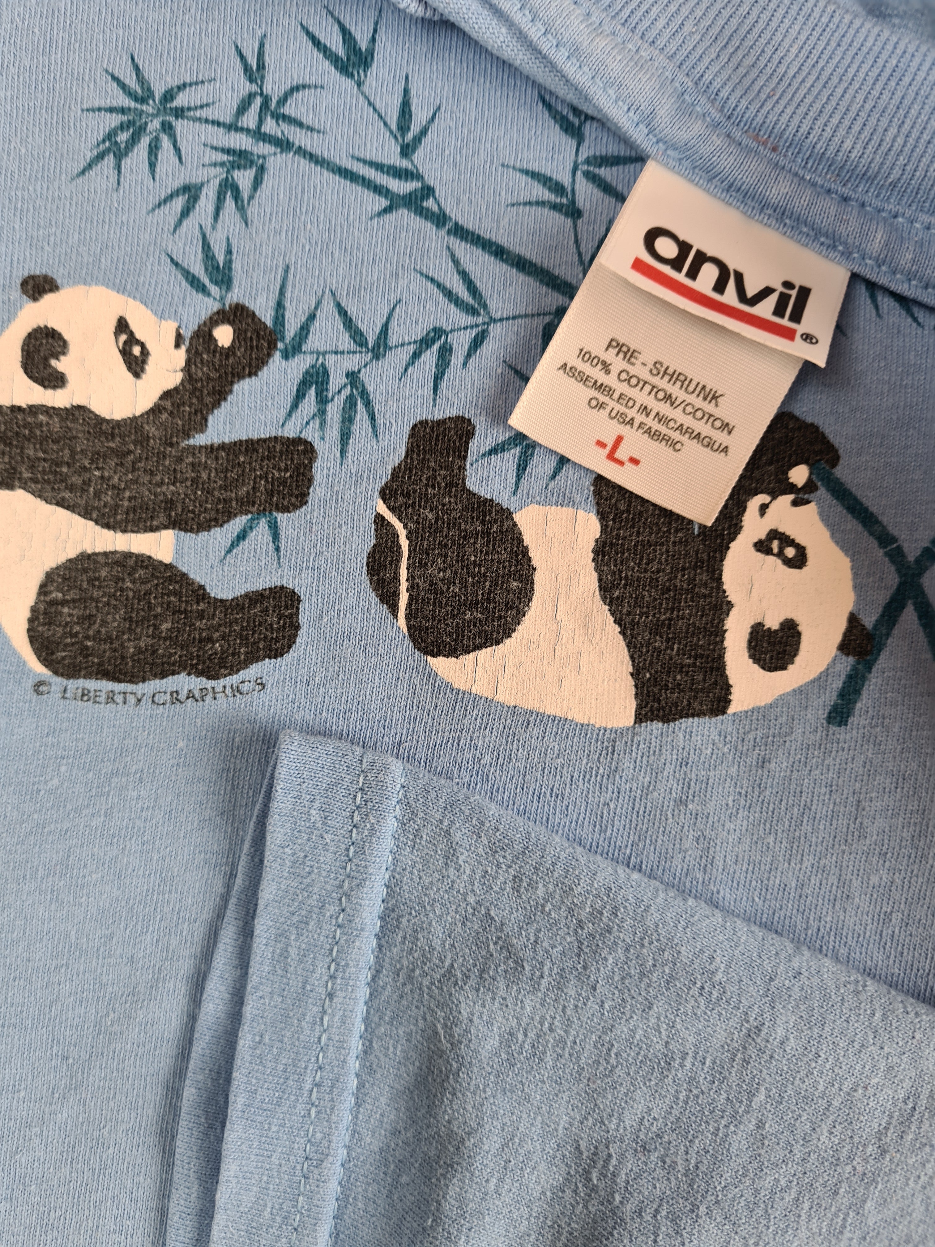 Vintage Anvil Shirt Liberty Graphics Panda Pre Shrunk L - RareRags