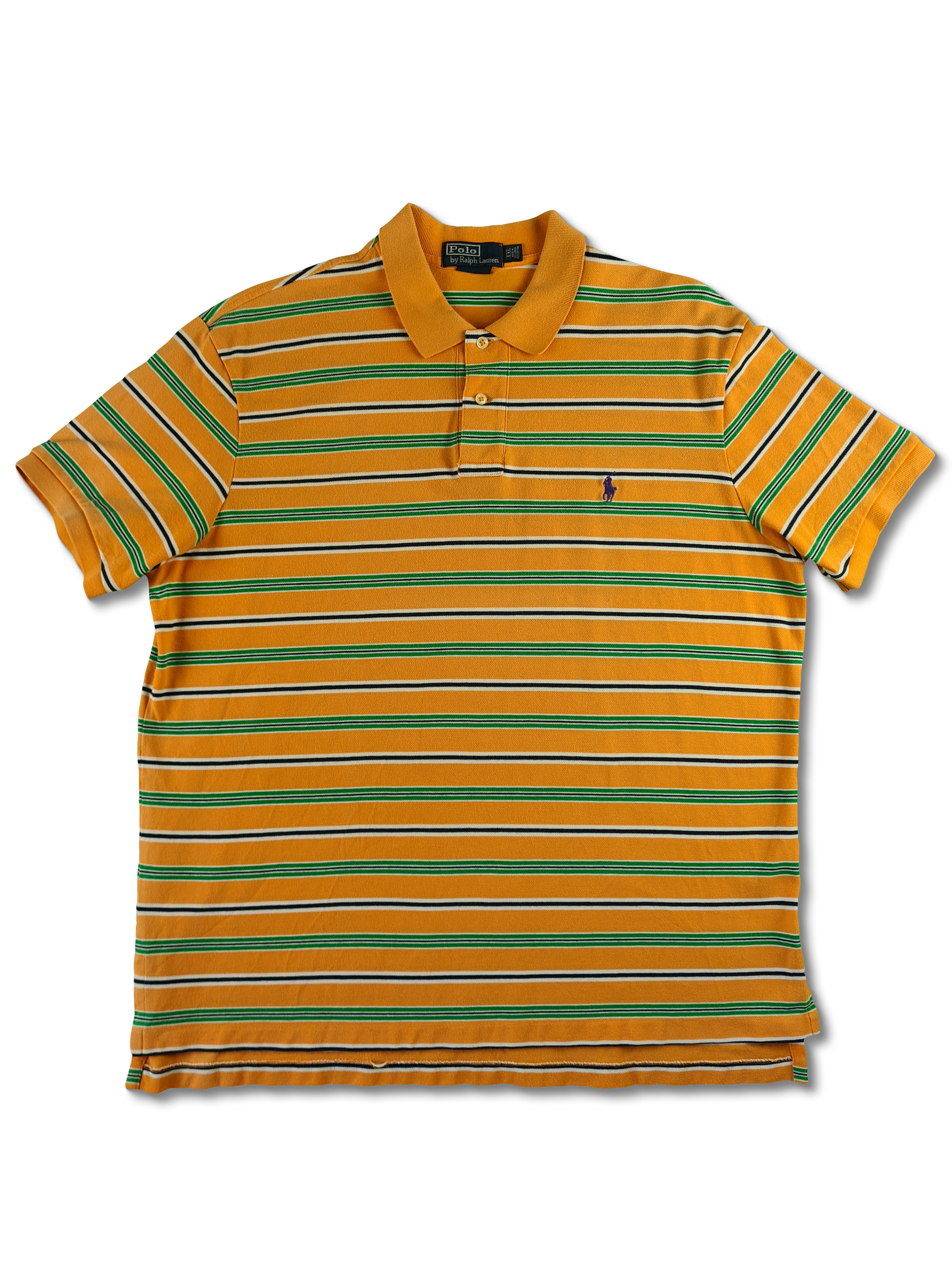 Modernes Ralph Lauren Poloshirt Gestreift Lachs Grün XXL - RareRags