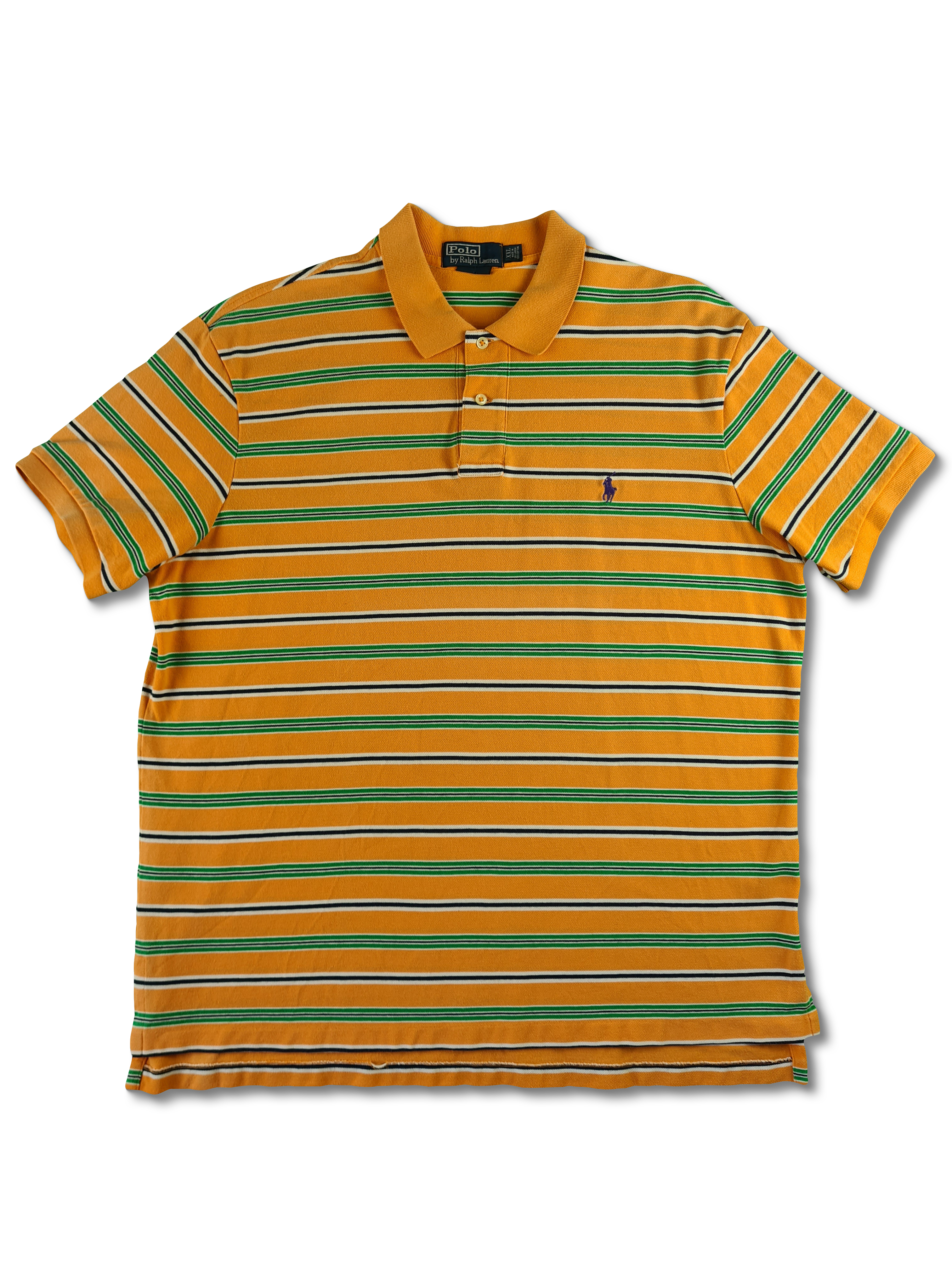 Modernes Ralph Lauren Poloshirt Gestreift Lachs Grün XXL - RareRags