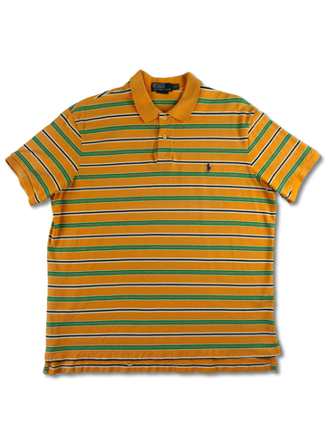 Modernes Ralph Lauren Poloshirt Gestreift Lachs Grün XXL