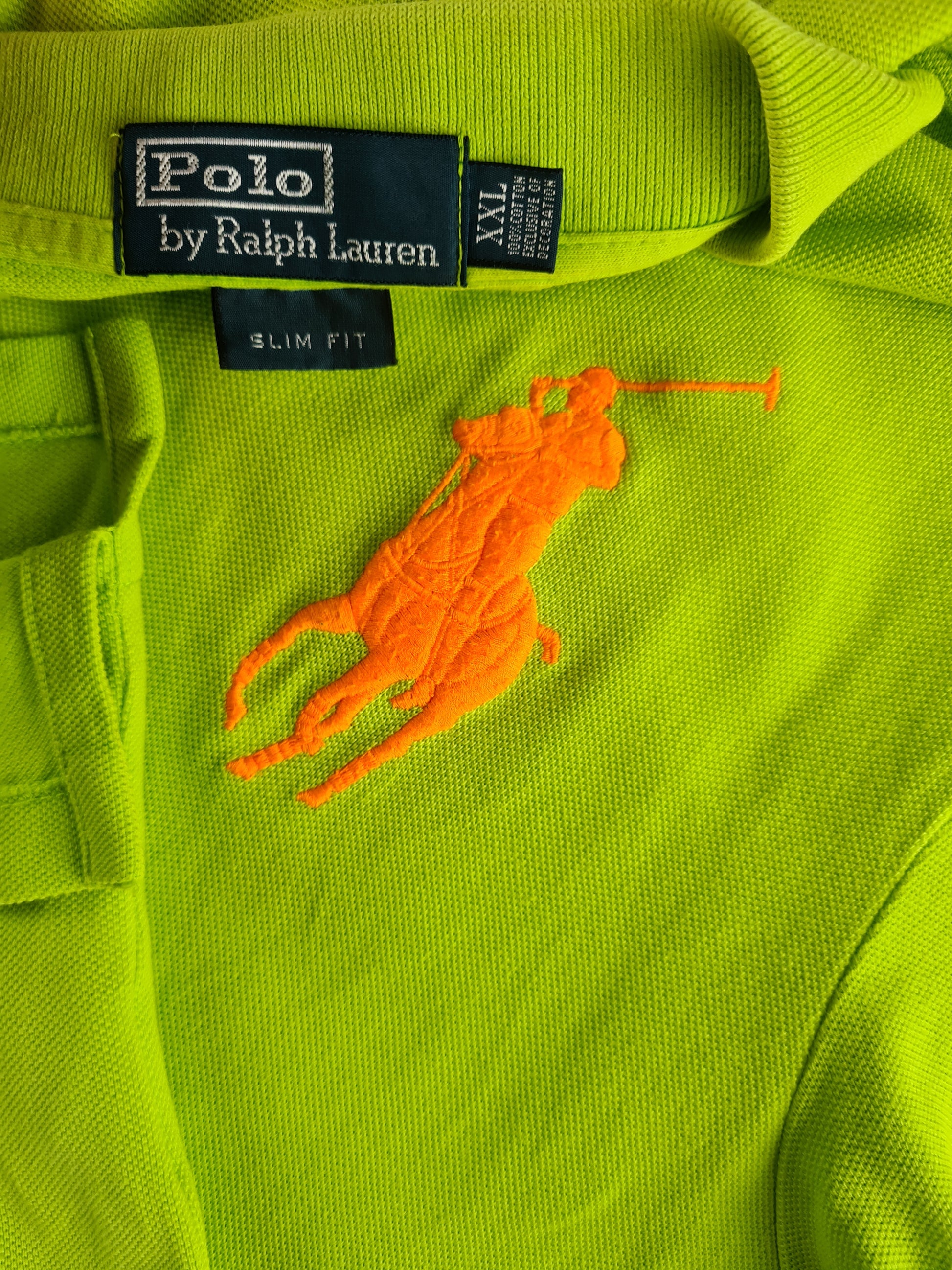 Modernes Ralph Lauren Poloshirt Slim Fit Big Logo Grün XXL - RareRags