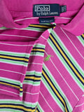 Modernes Ralph Lauren Poloshirt Custom Fit Gestreift Rosa Grün XXL