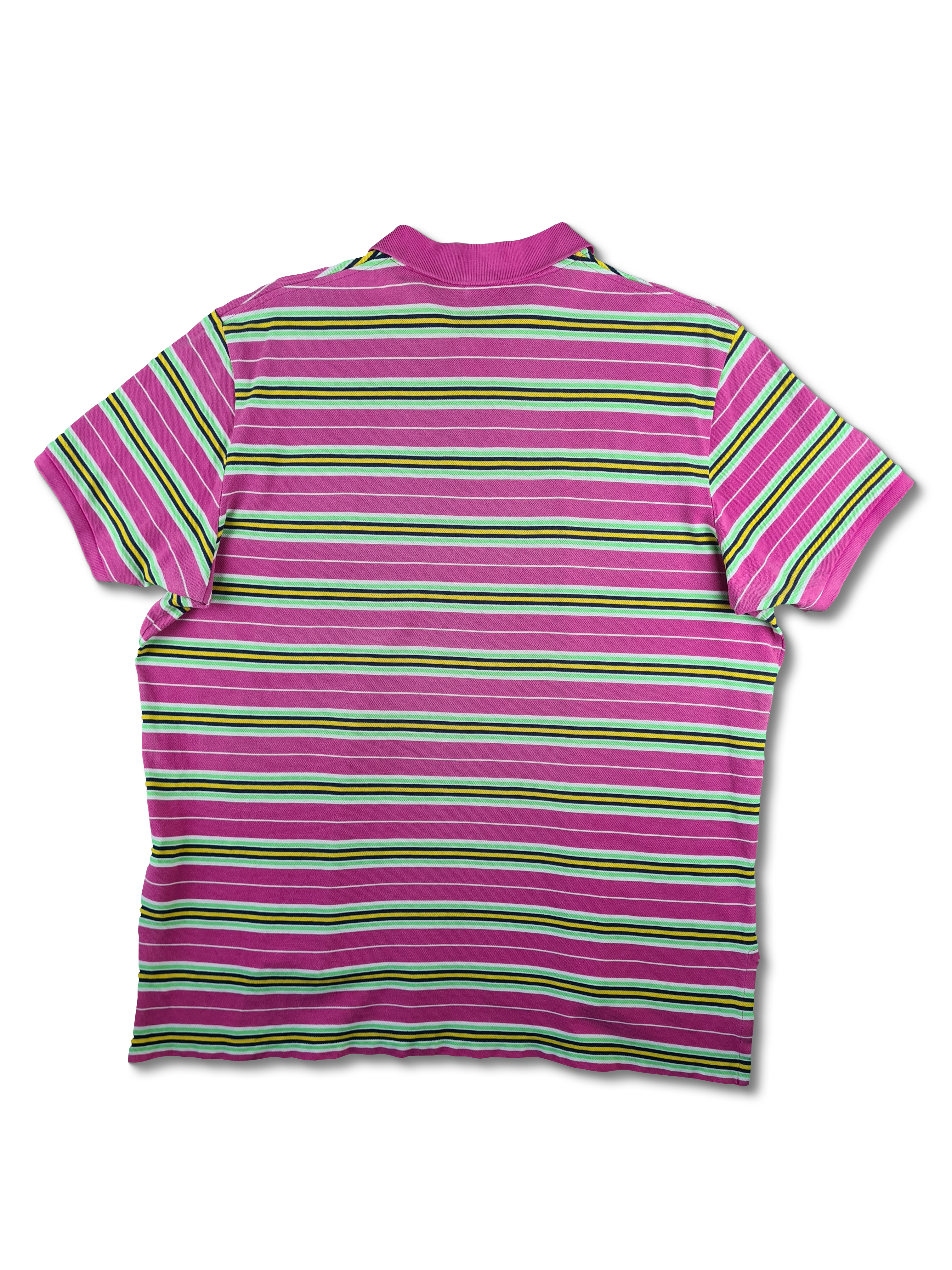 Modernes Ralph Lauren Poloshirt Custom Fit Gestreift Rosa Grün XXL - RareRags