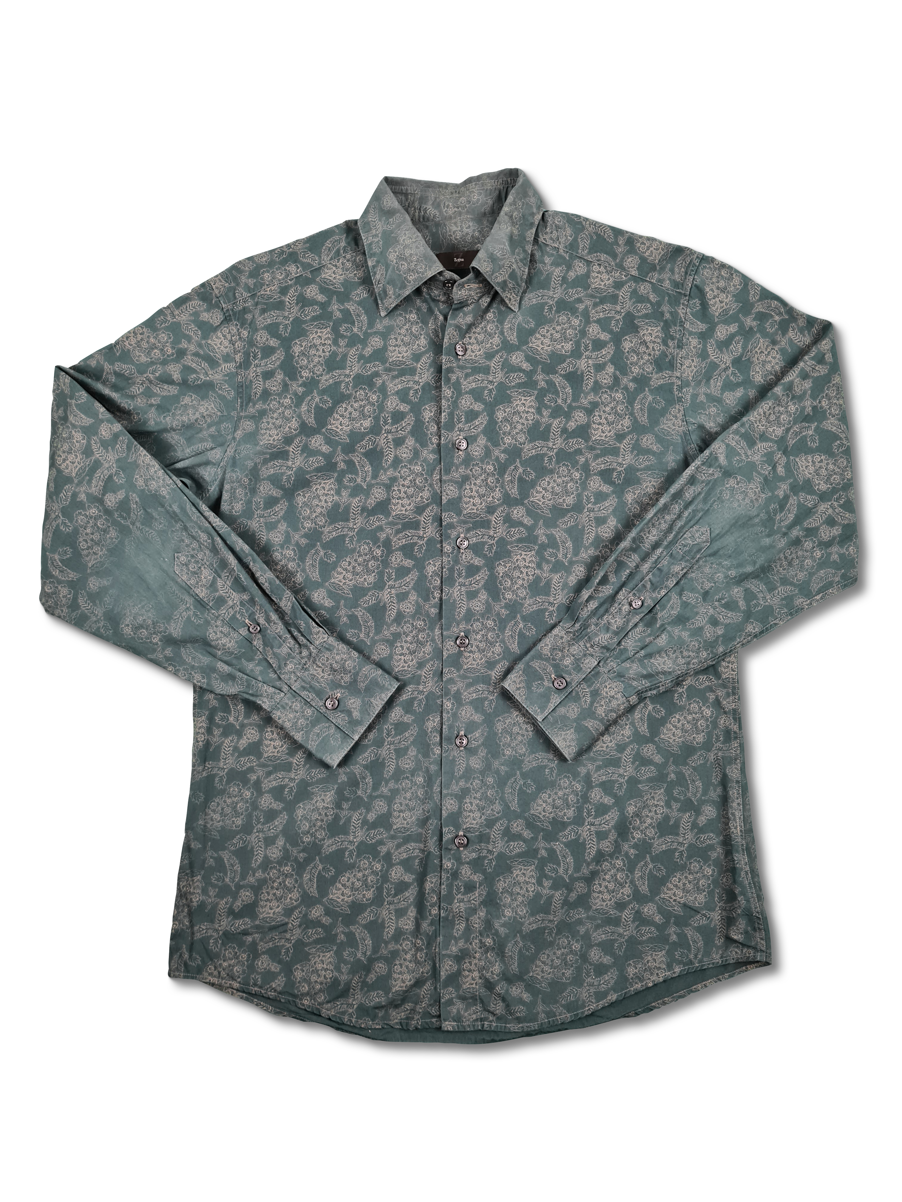 Modernes Zegna Hemd City Blumen Muster L-XL - RareRags