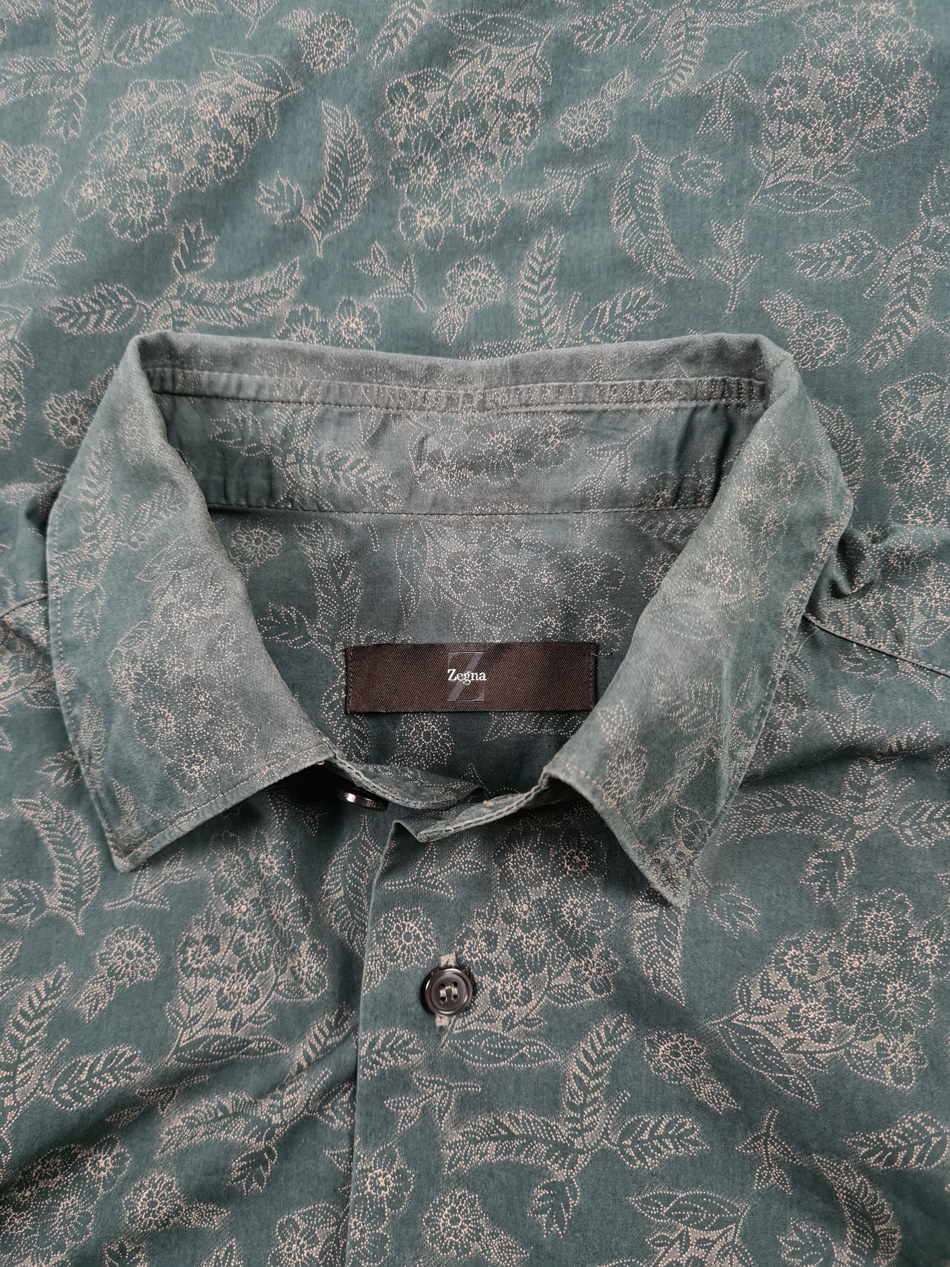 Modernes Zegna Hemd City Blumen Muster L-XL - RareRags