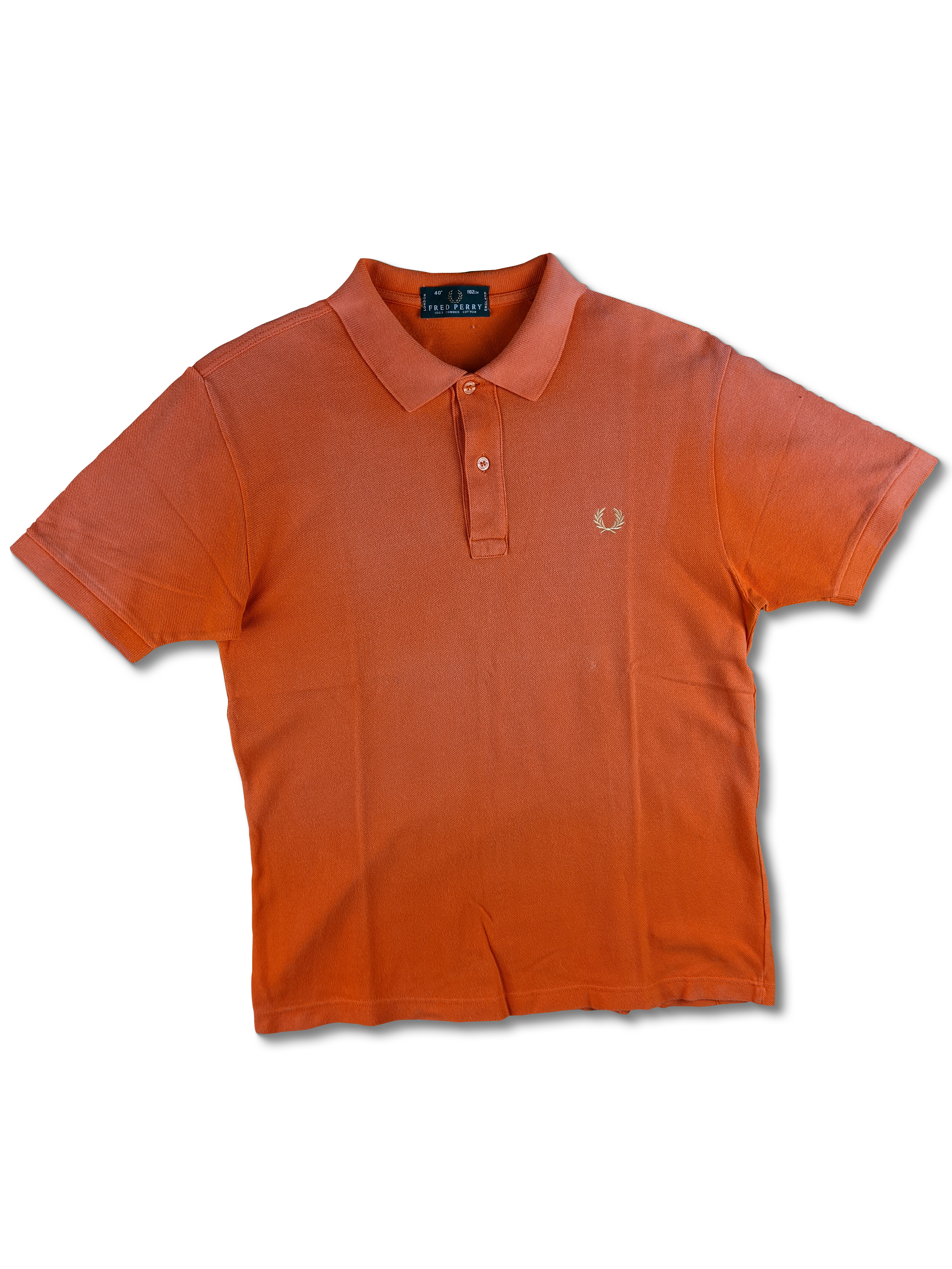 Vintage Fred Perry Poloshirt Ausgewaschen Orange (40, 102cm) M-L
