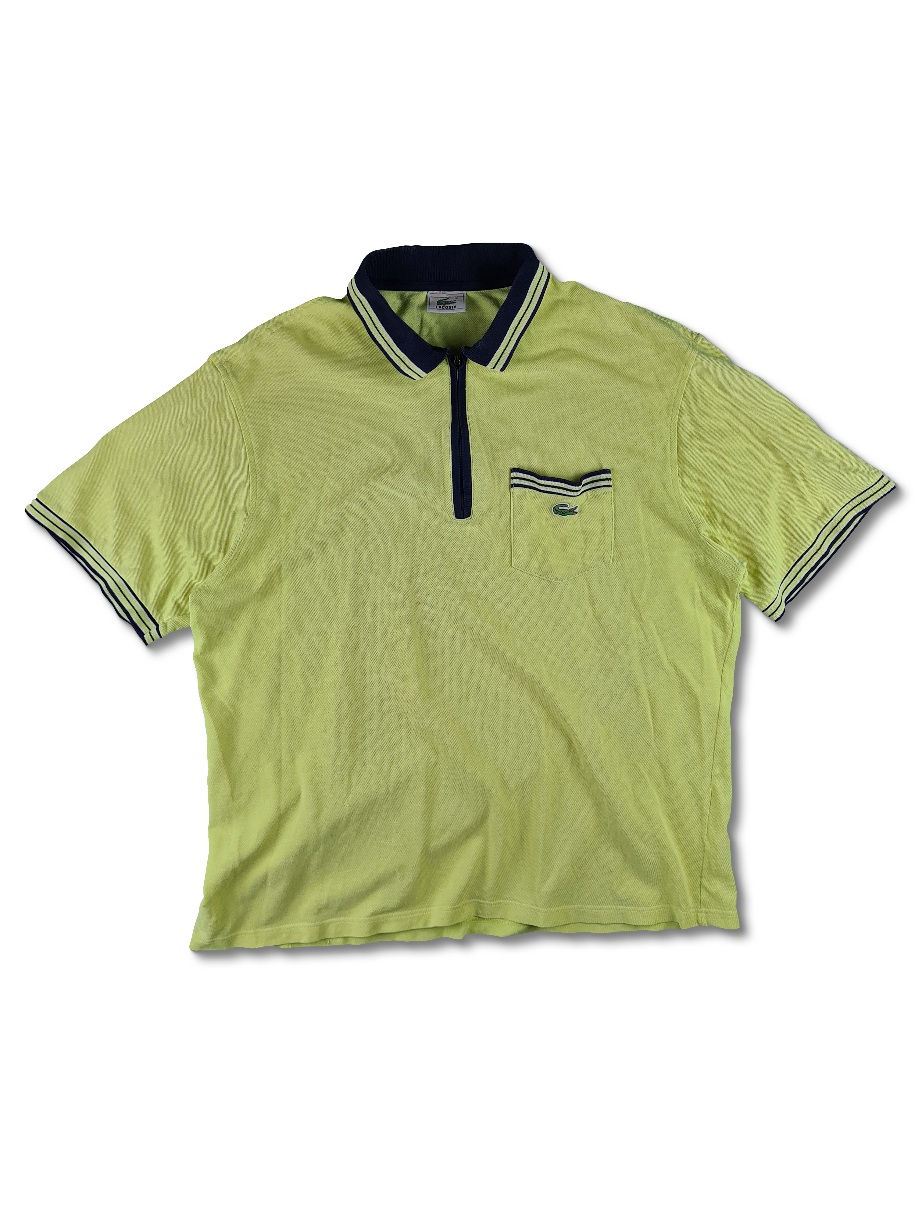 Vintage Lacoste Poloshirt Reißverschluss Brusttasche Gelb (7) XXL