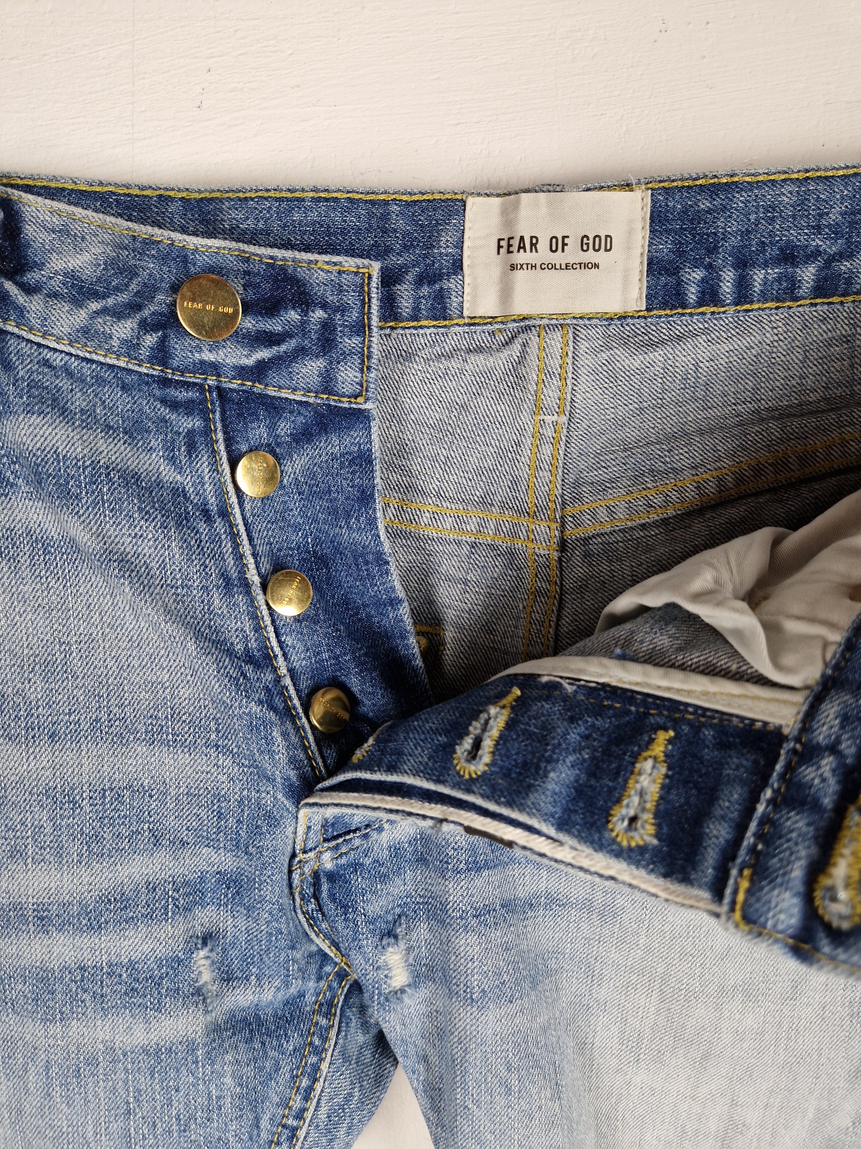 Moderne Fear Of God Jeans Sixth Collection Skinny Destroyed FOG