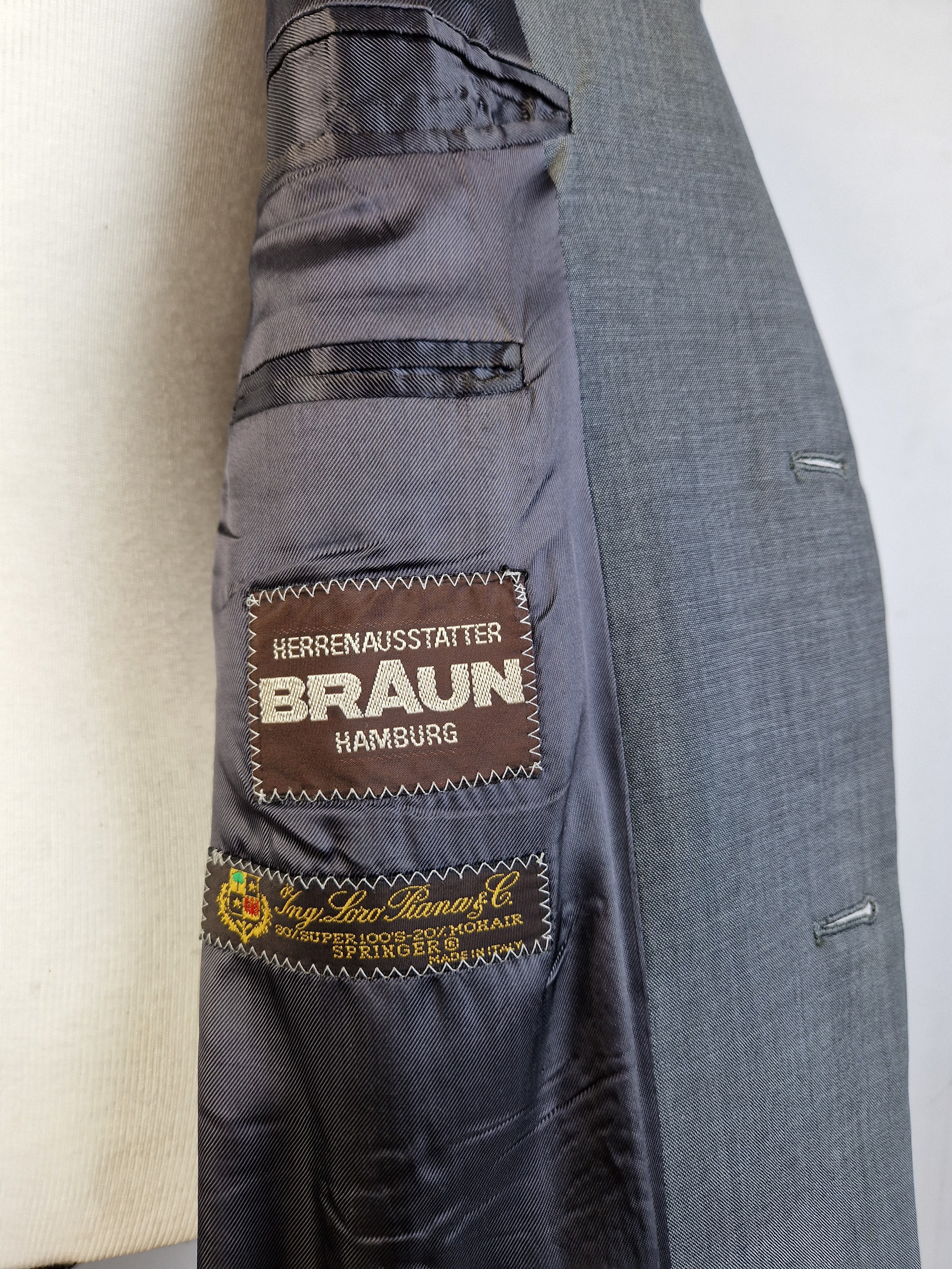 Vintage Braun Sakko Aus Loro Piana Stoff Mit Mohairanteil Made In Germany (52) L-XL - RareRags