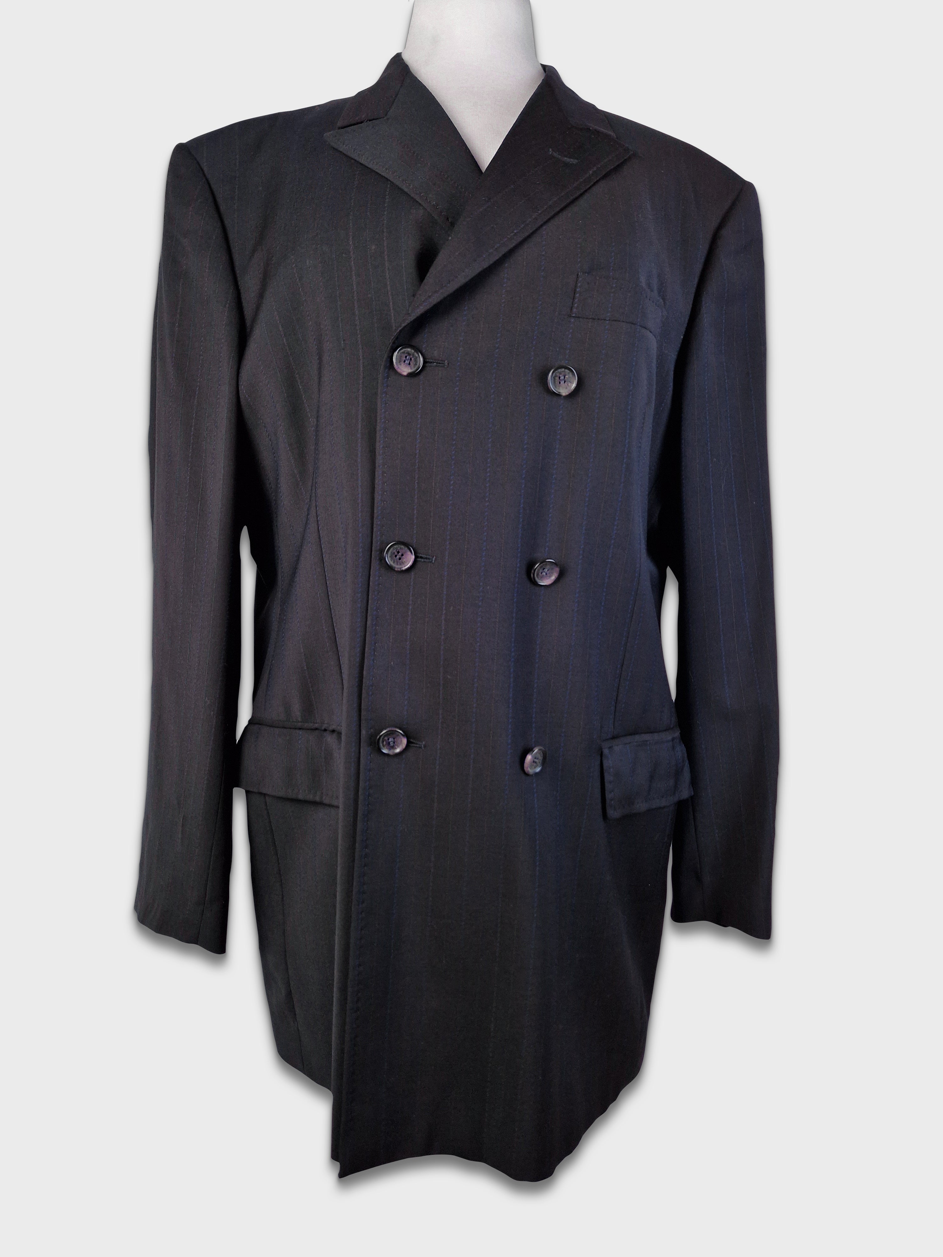 Vintage Dolce & Gabbana Sakko Gestreift Schwarz (52) L-XL - RareRags