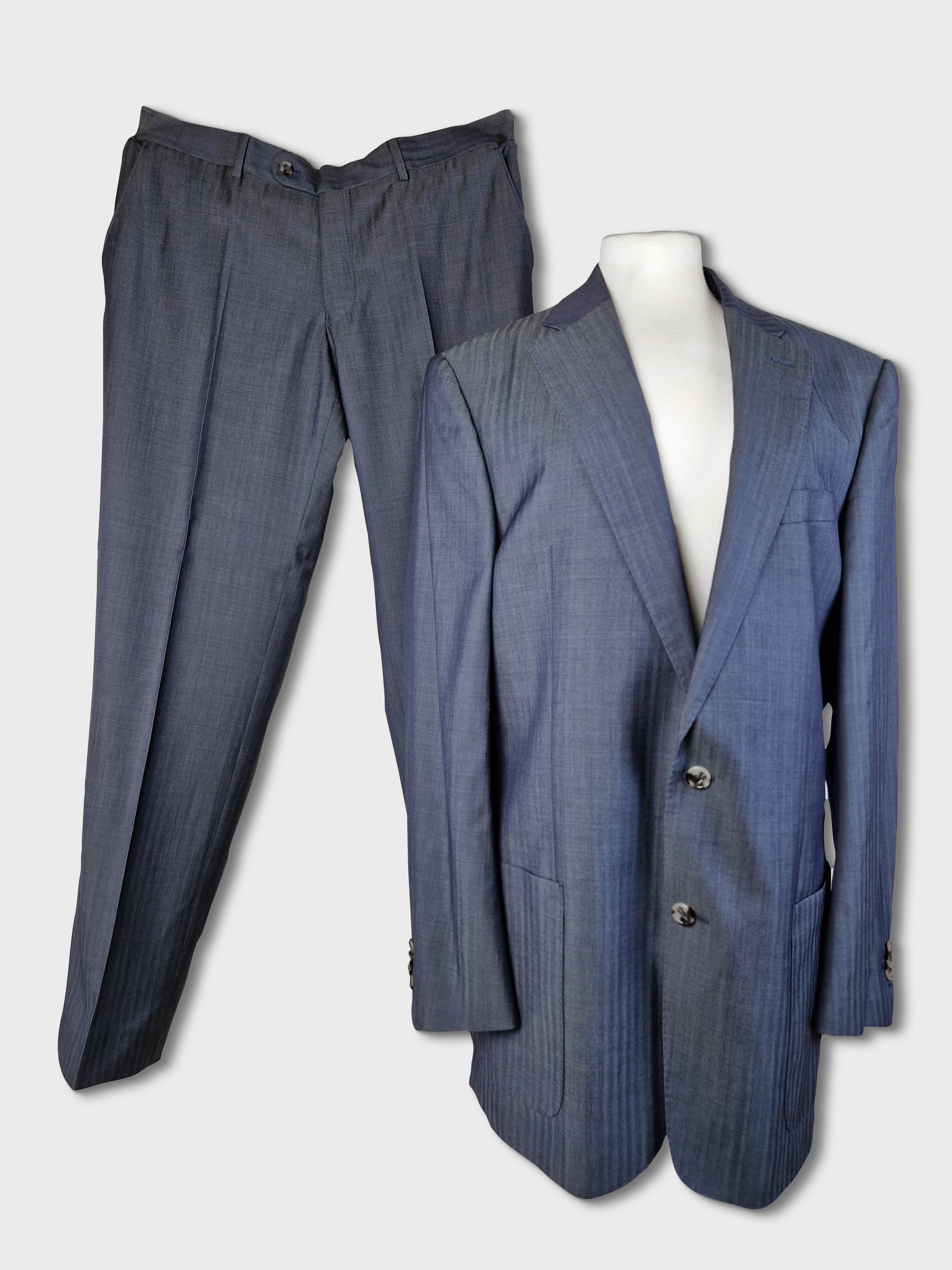 Moderner Sayn Anzug Super 130's Mit Seiden- Und Leinenanteil Made In Italy XL-XXL - RareRags