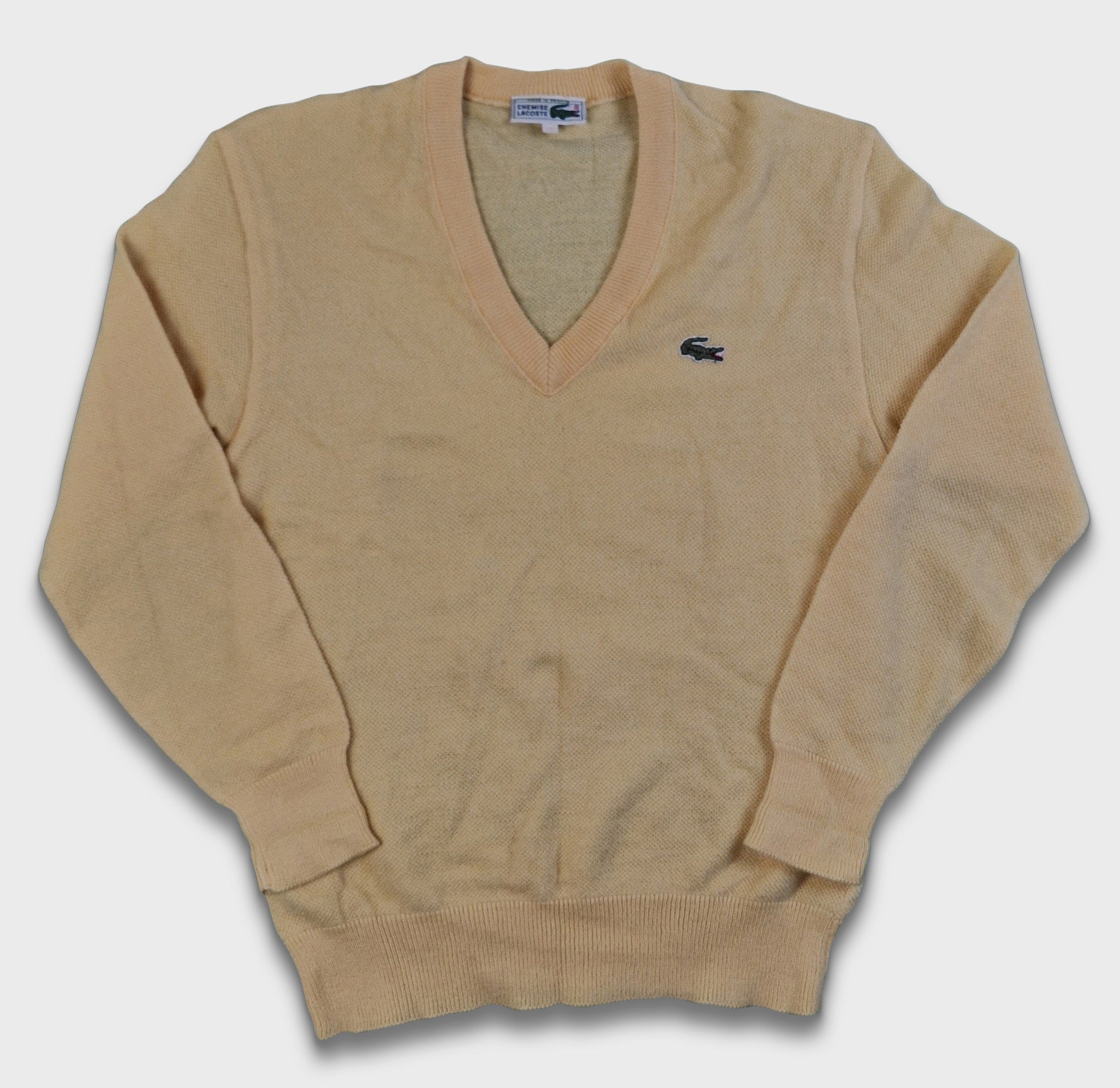 Vintage Lacoste Strickpulli Dünn Schurwolle Made In France Gelb(3) S - RareRags