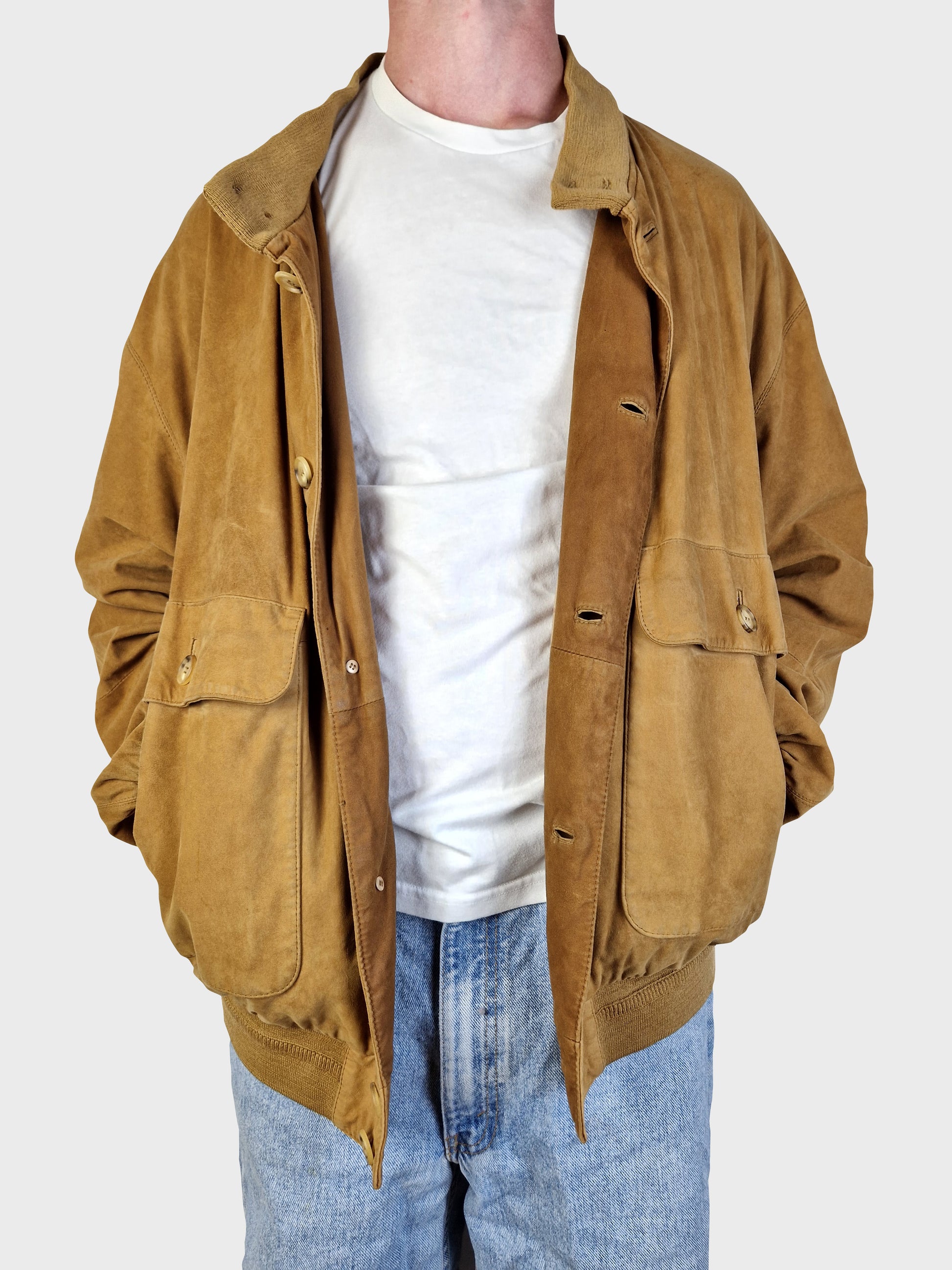 Moderne Burberry Lederjacke Ziegenvelour Nova Check (54) XL - RareRags