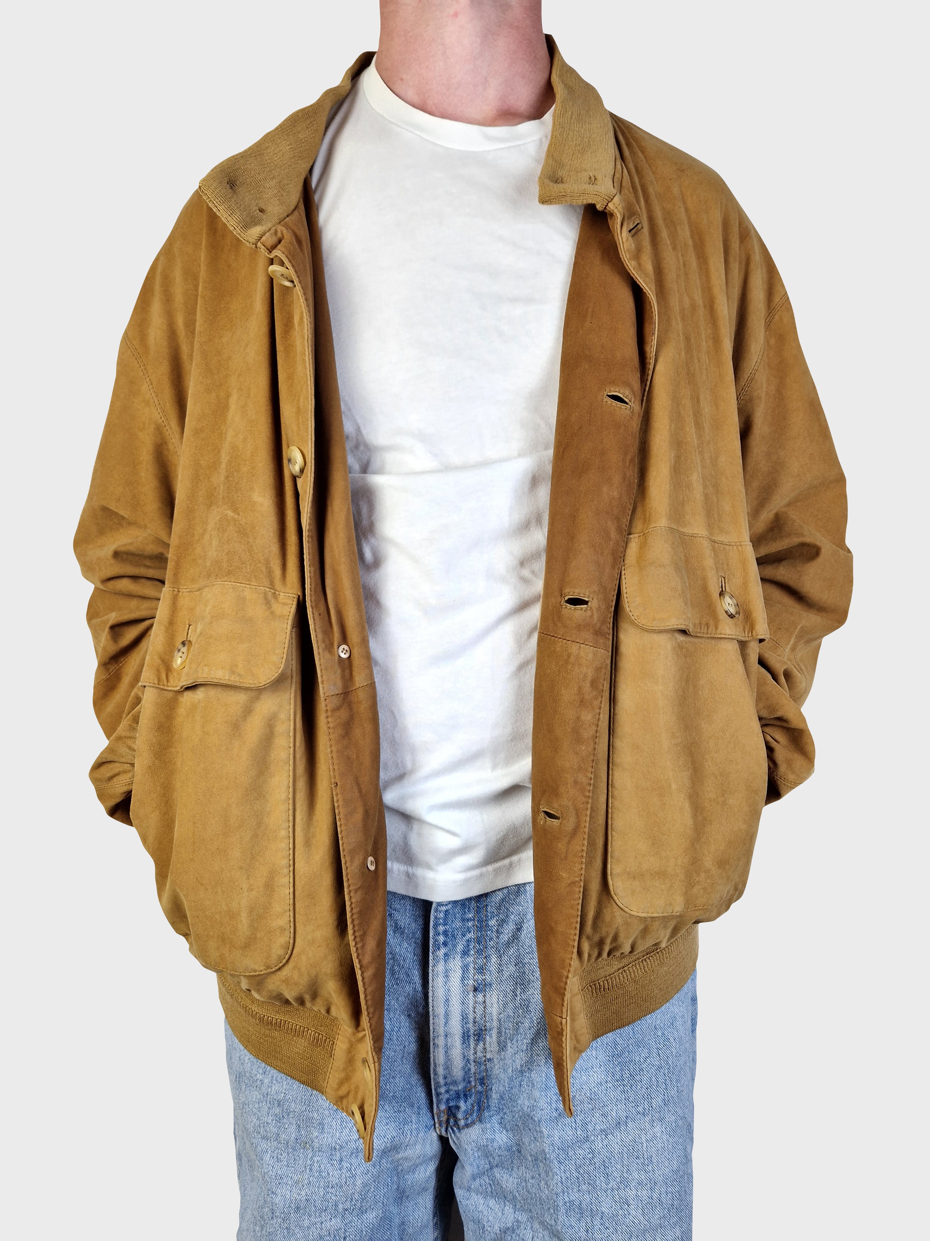 Moderne Burberry Lederjacke Ziegenvelour Nova Check (54) XL - RareRags