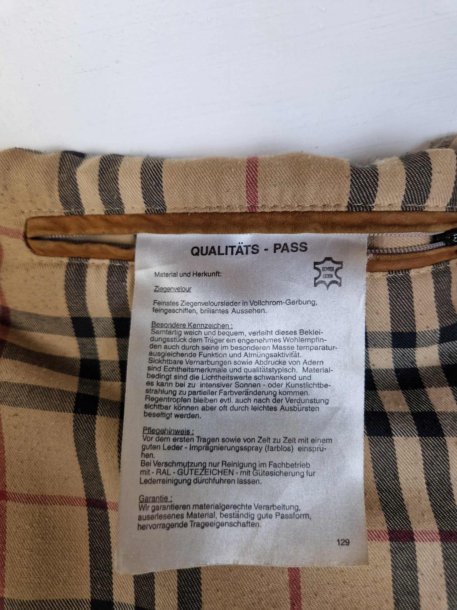 Moderne Burberry Lederjacke Ziegenvelour Nova Check (54) XL - RareRags