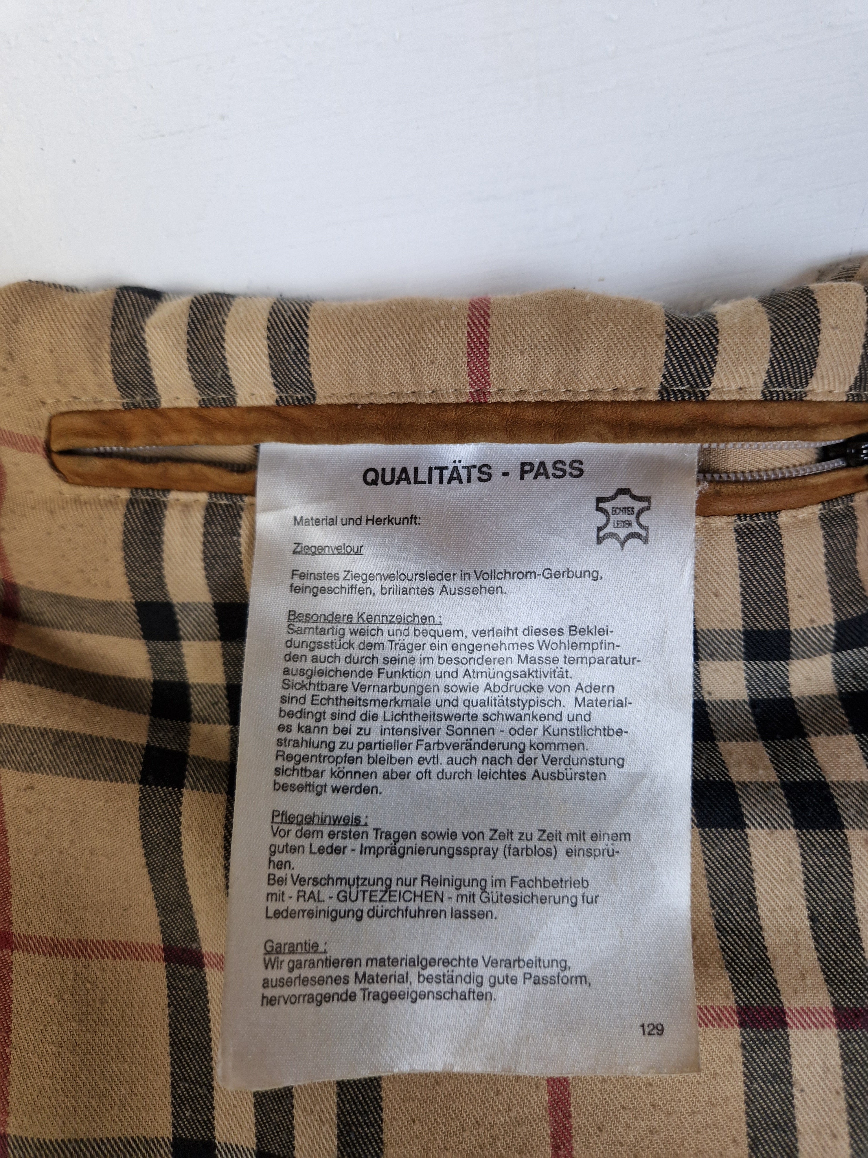 Moderne Burberry Lederjacke Ziegenvelour Nova Check (54) XL - RareRags