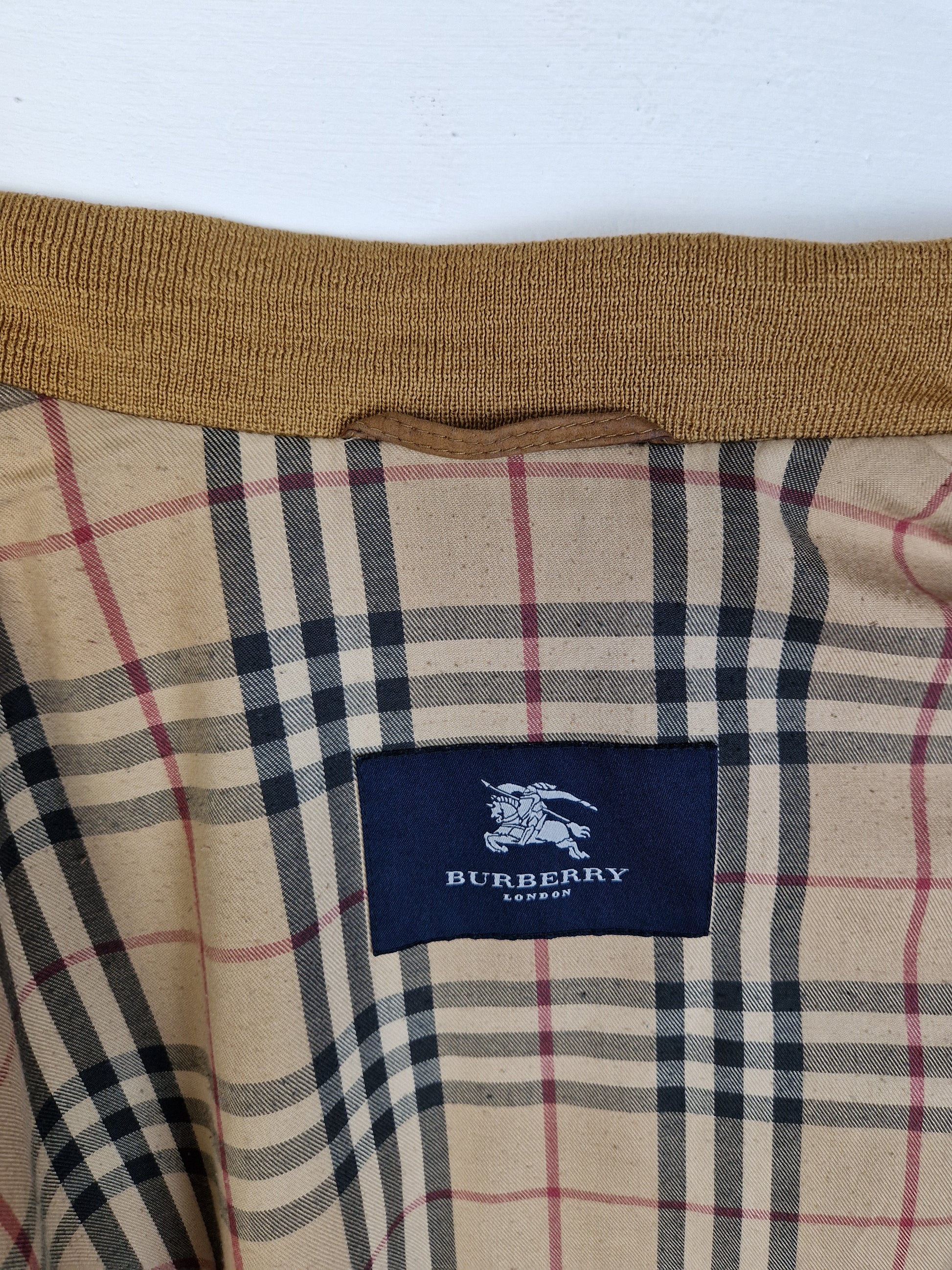Moderne Burberry Lederjacke Ziegenvelour Nova Check (54) XL - RareRags