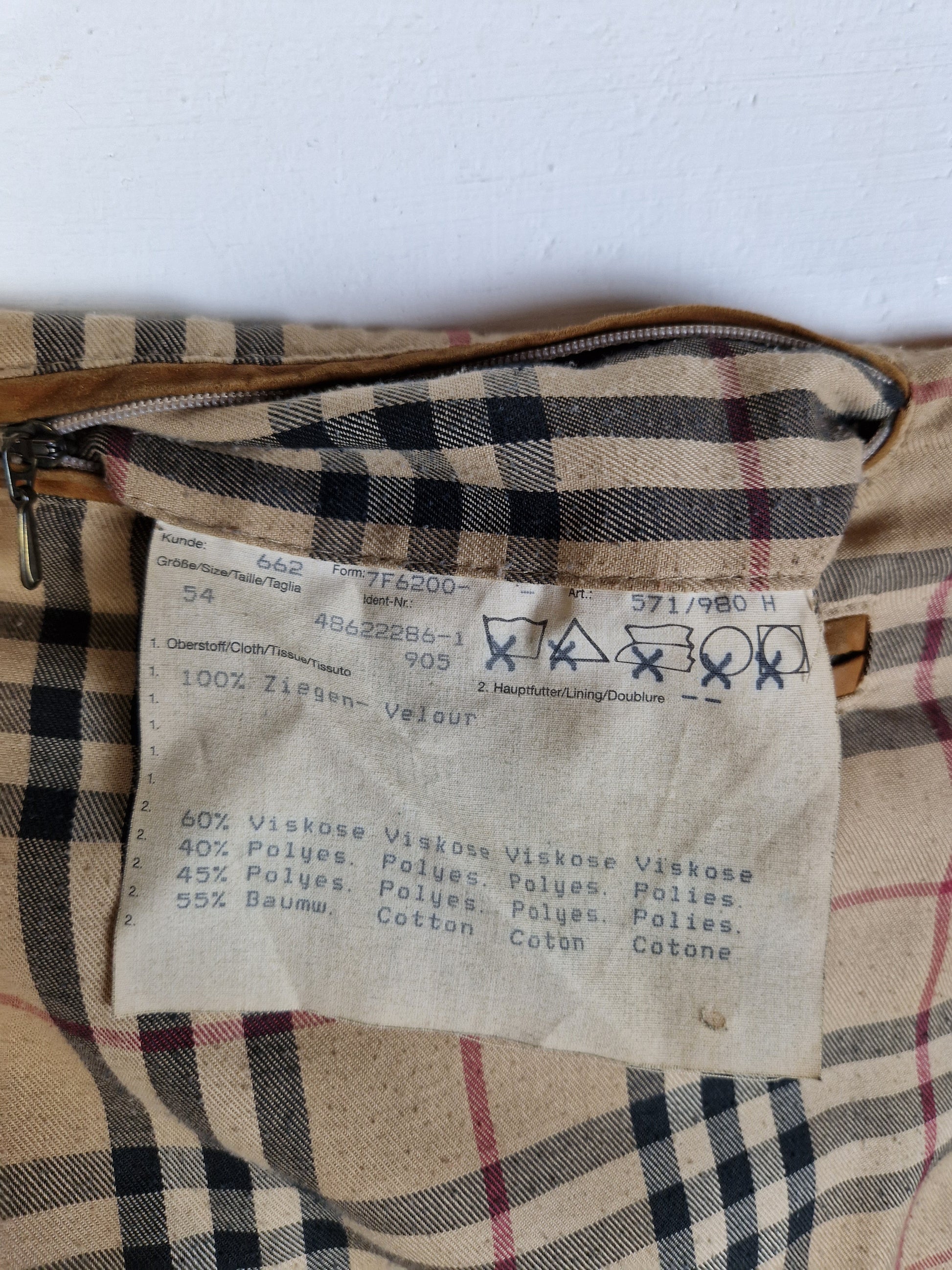 Moderne Burberry Lederjacke Ziegenvelour Nova Check (54) XL - RareRags