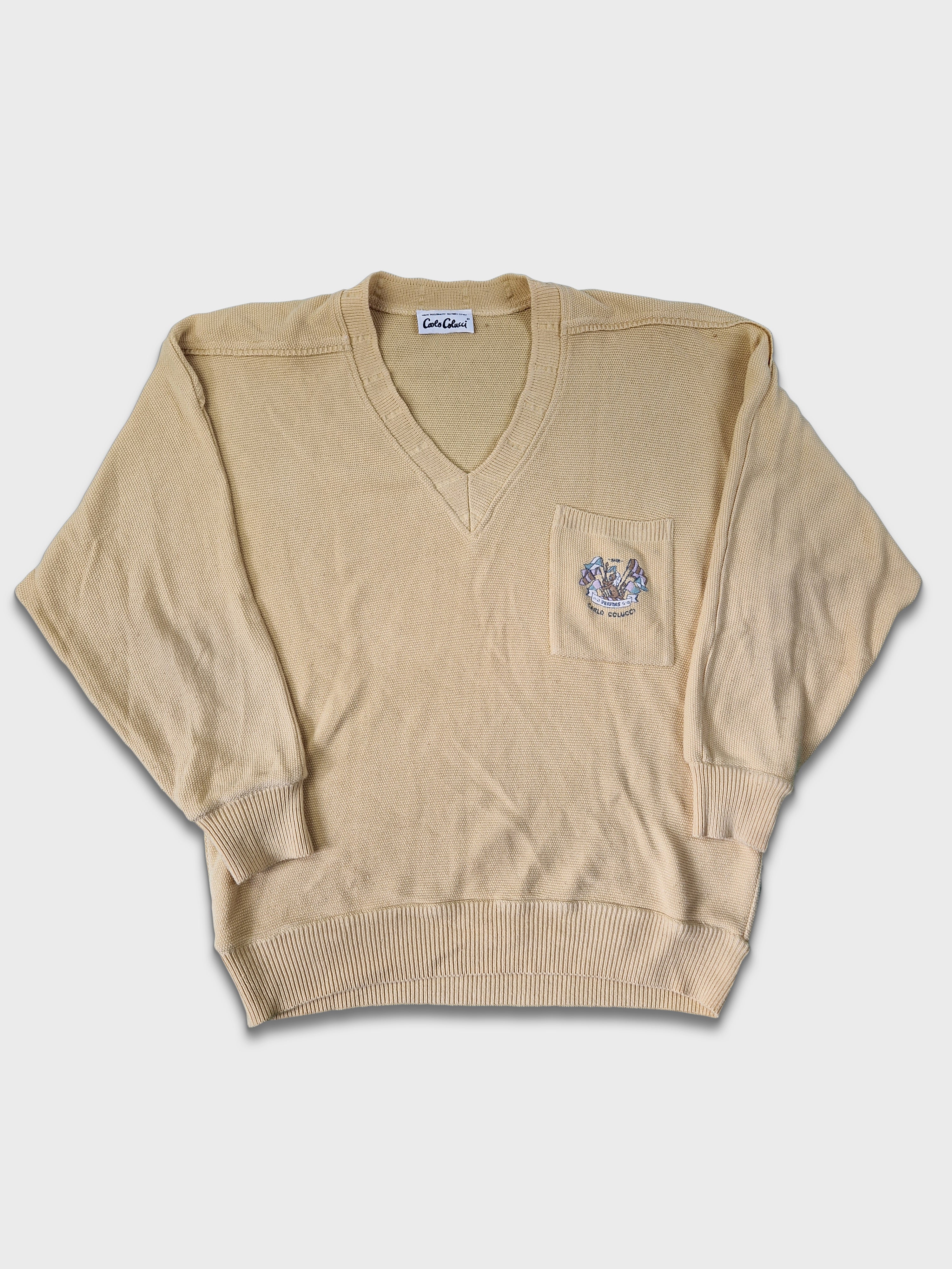 Vintage Carlo Colucci Pullover V-Ausschnitt Made In West Germany L-XL - RareRags