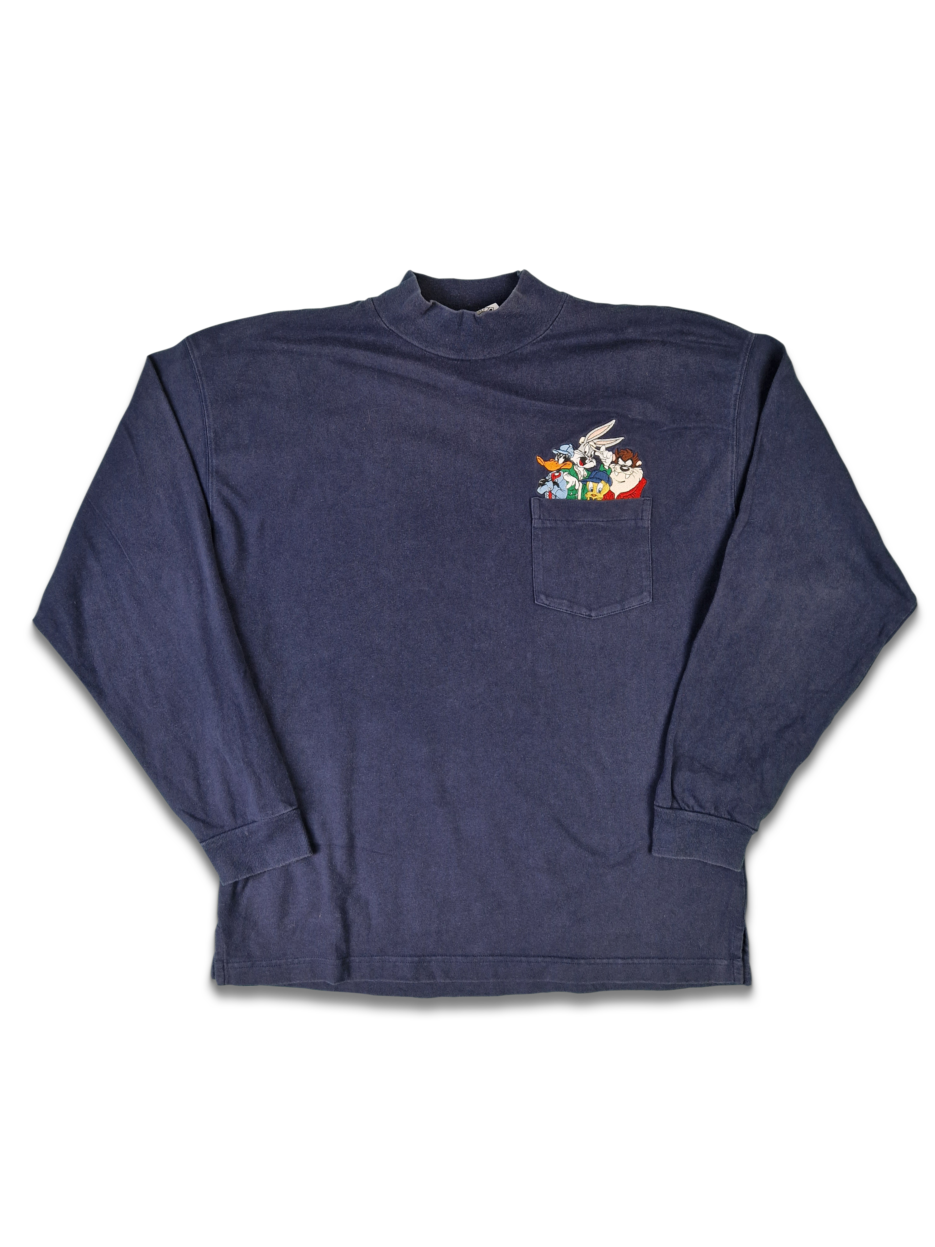 Vintage Looney Tunes Rollkragen Sweater 1994 Marine L - RareRags